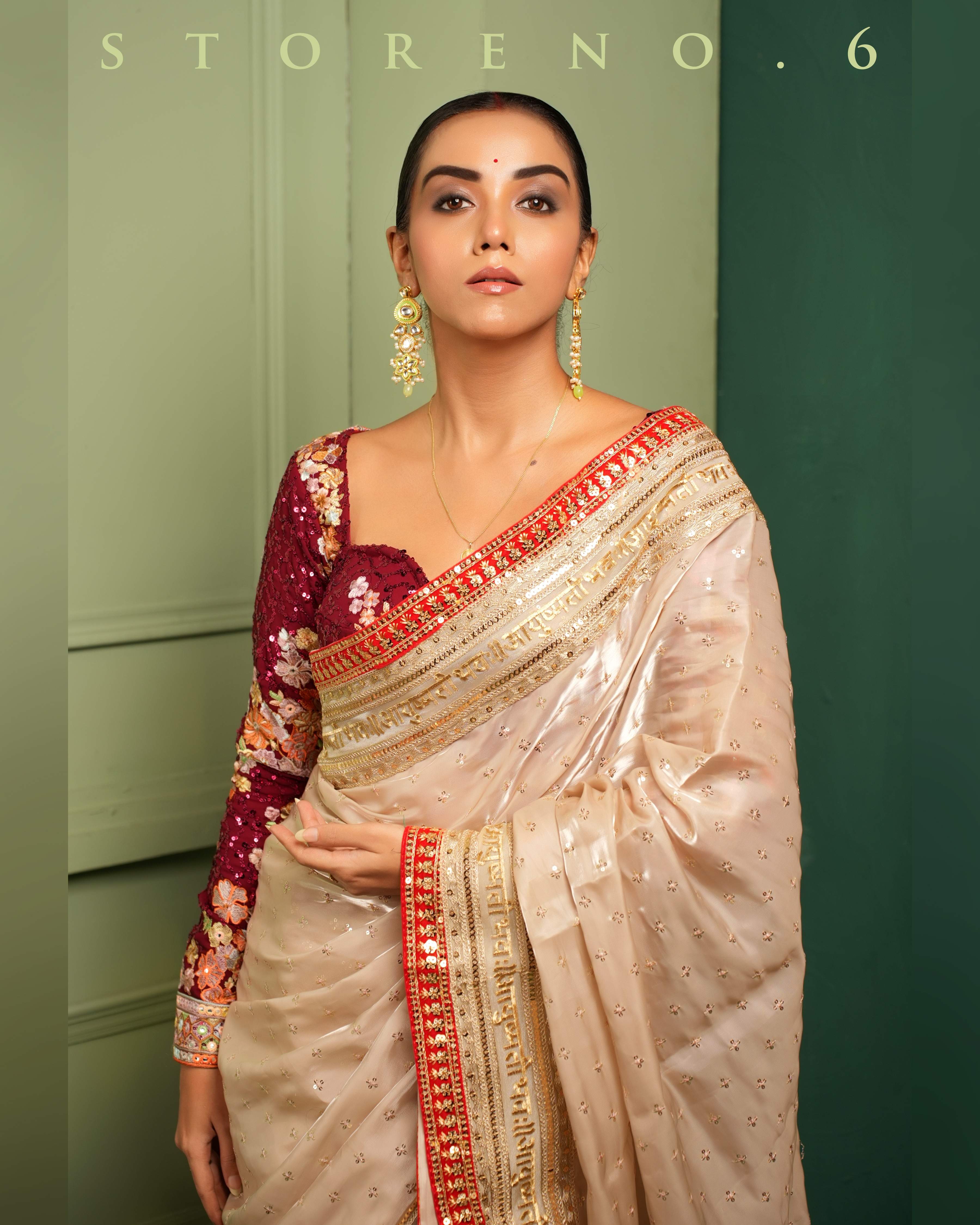 ROYAL SUBTLE QUEEN SAREE WITH RAAKT AFSOON CLASSIC CORSET BLOUSE