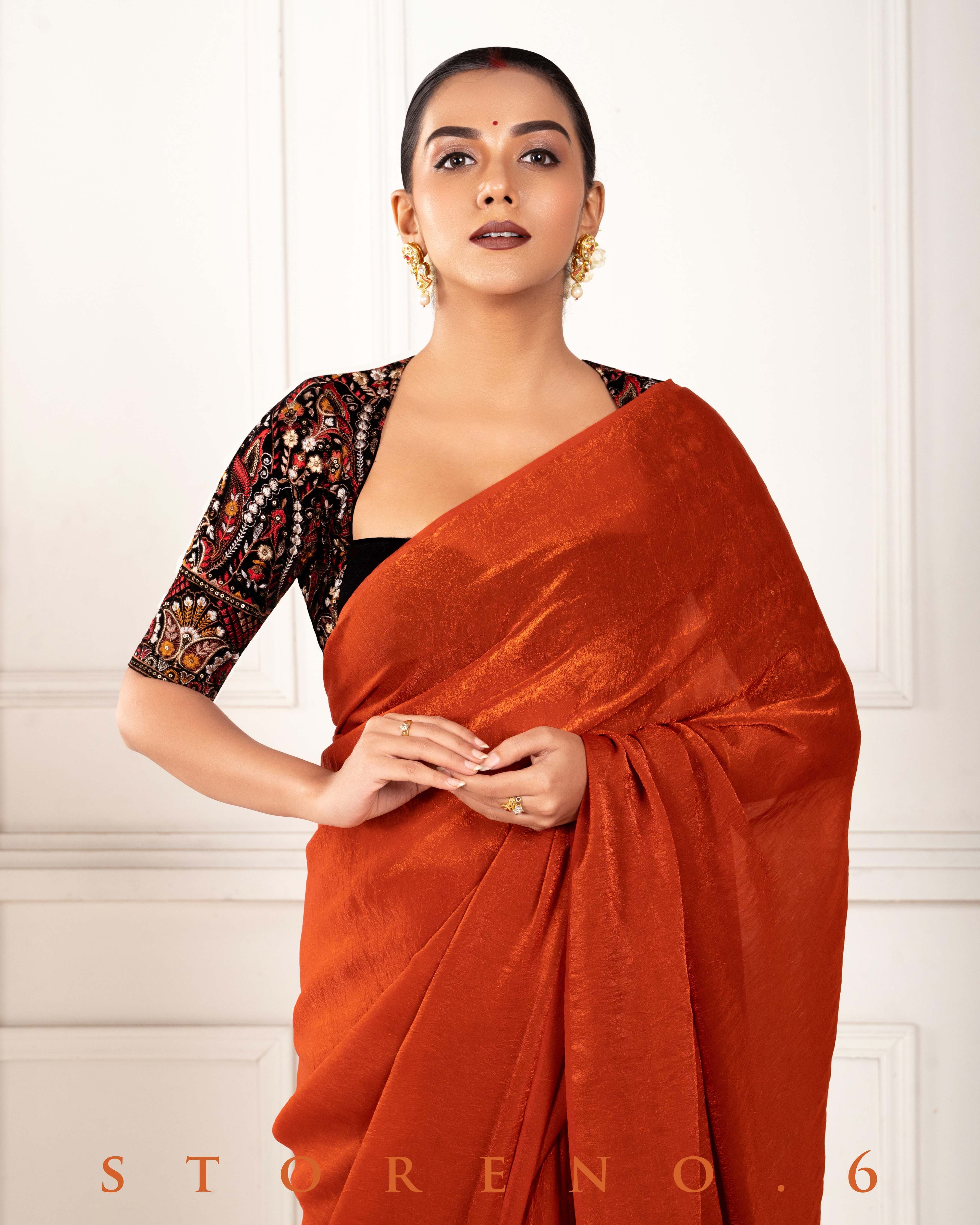 SUNSET SURPRISE SAREE WITH KOLKI LUXURY BLOUSE