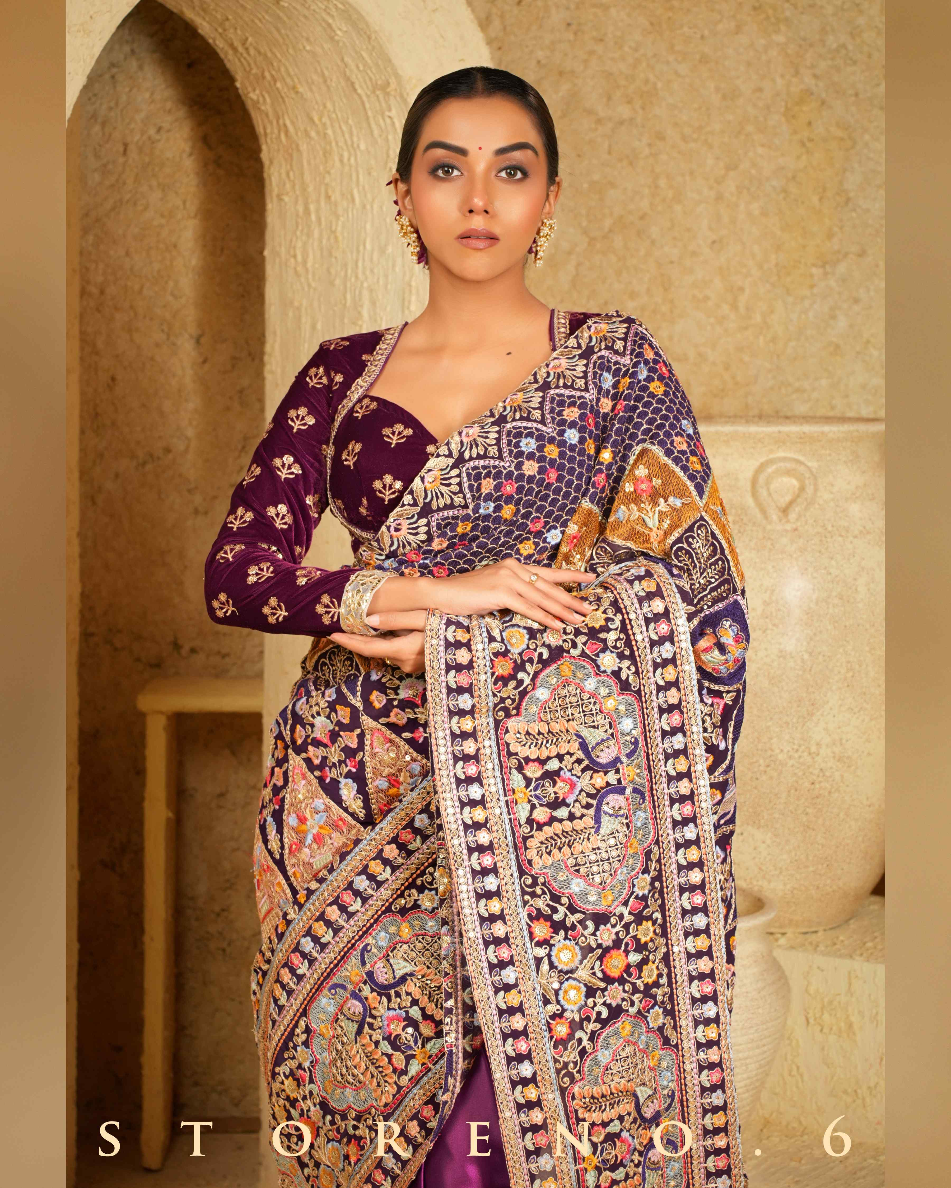 ORCHID OPERA SAREE WITH WINE WHIMSY BLOUSE