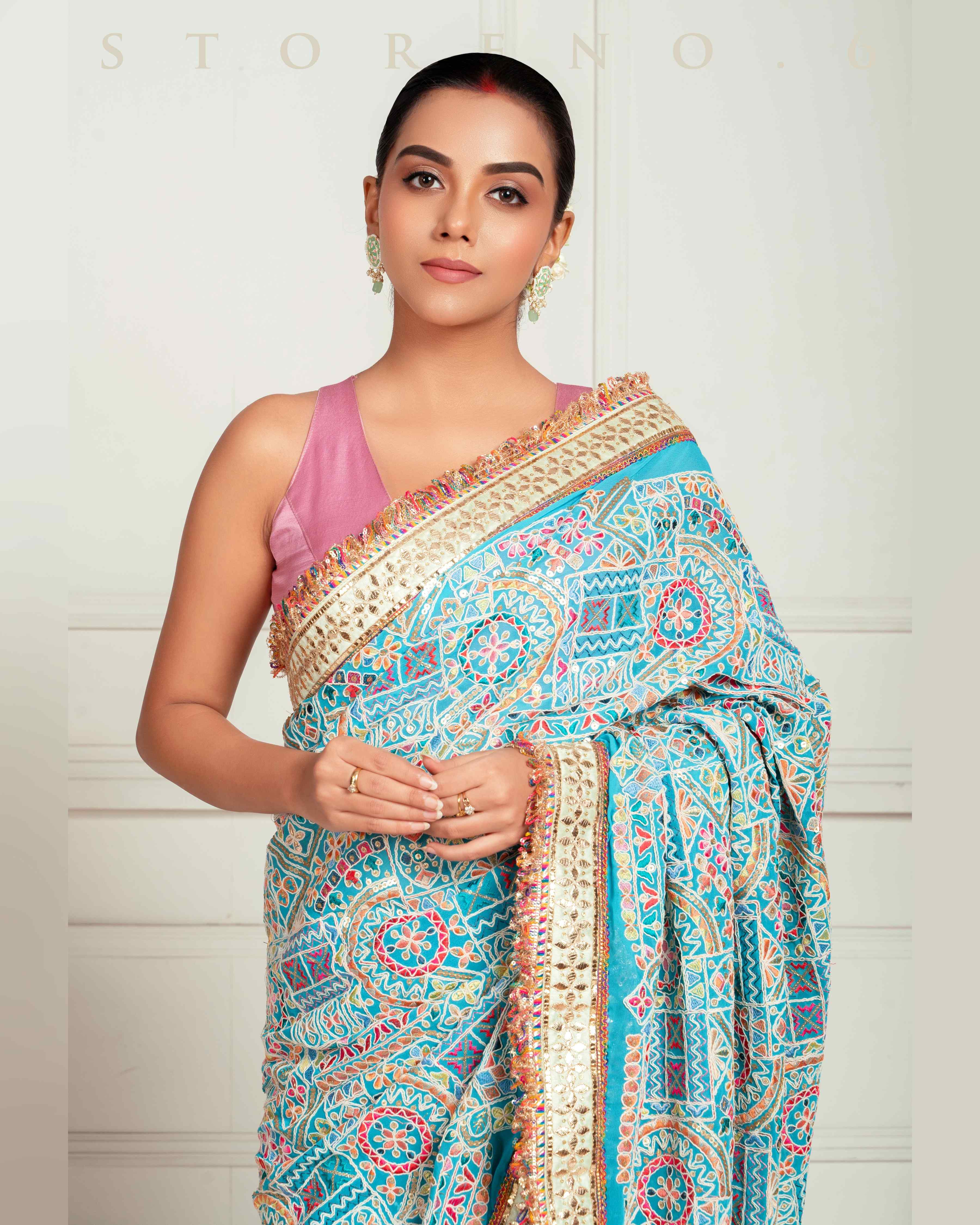 MORNING MIST SAREE WITH MAUVE MELLOW BLOUSE