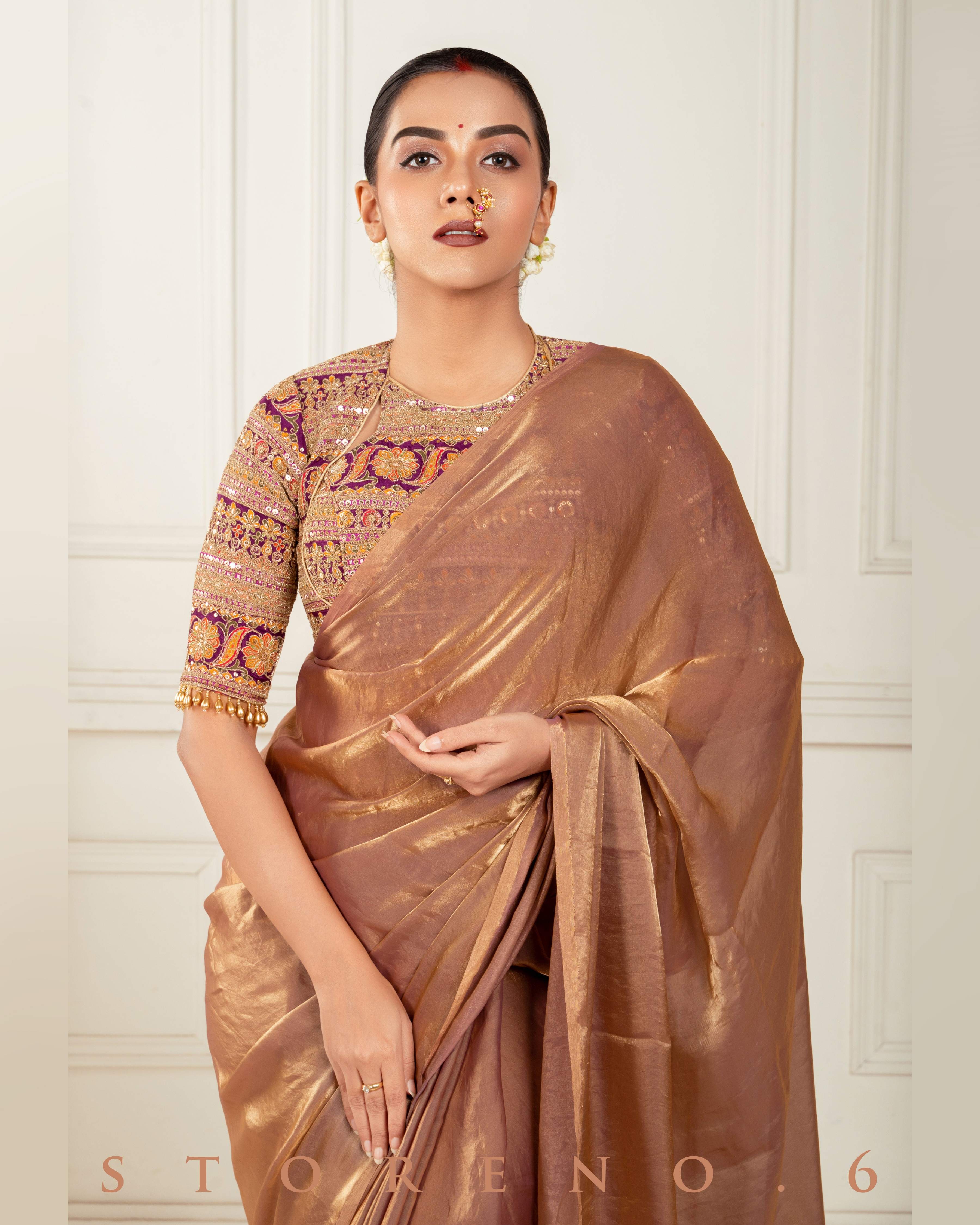 TWILIGHT TITAN SAREE WITH PLUM PARADISE CLASSIC BLOUSE