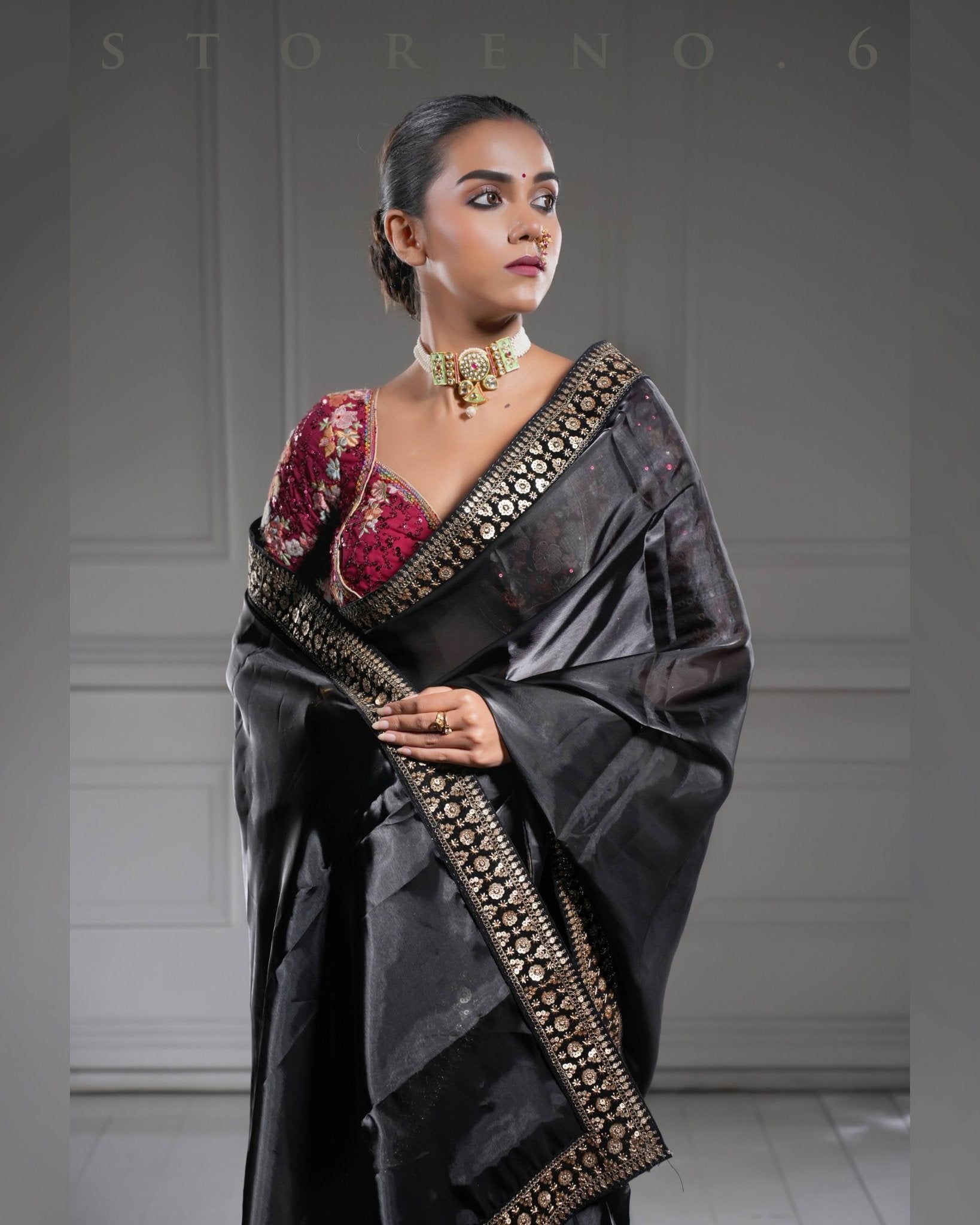 NOOR-E-SIAH-X SAREE WITH RAAKT AFSOON BLOUSE