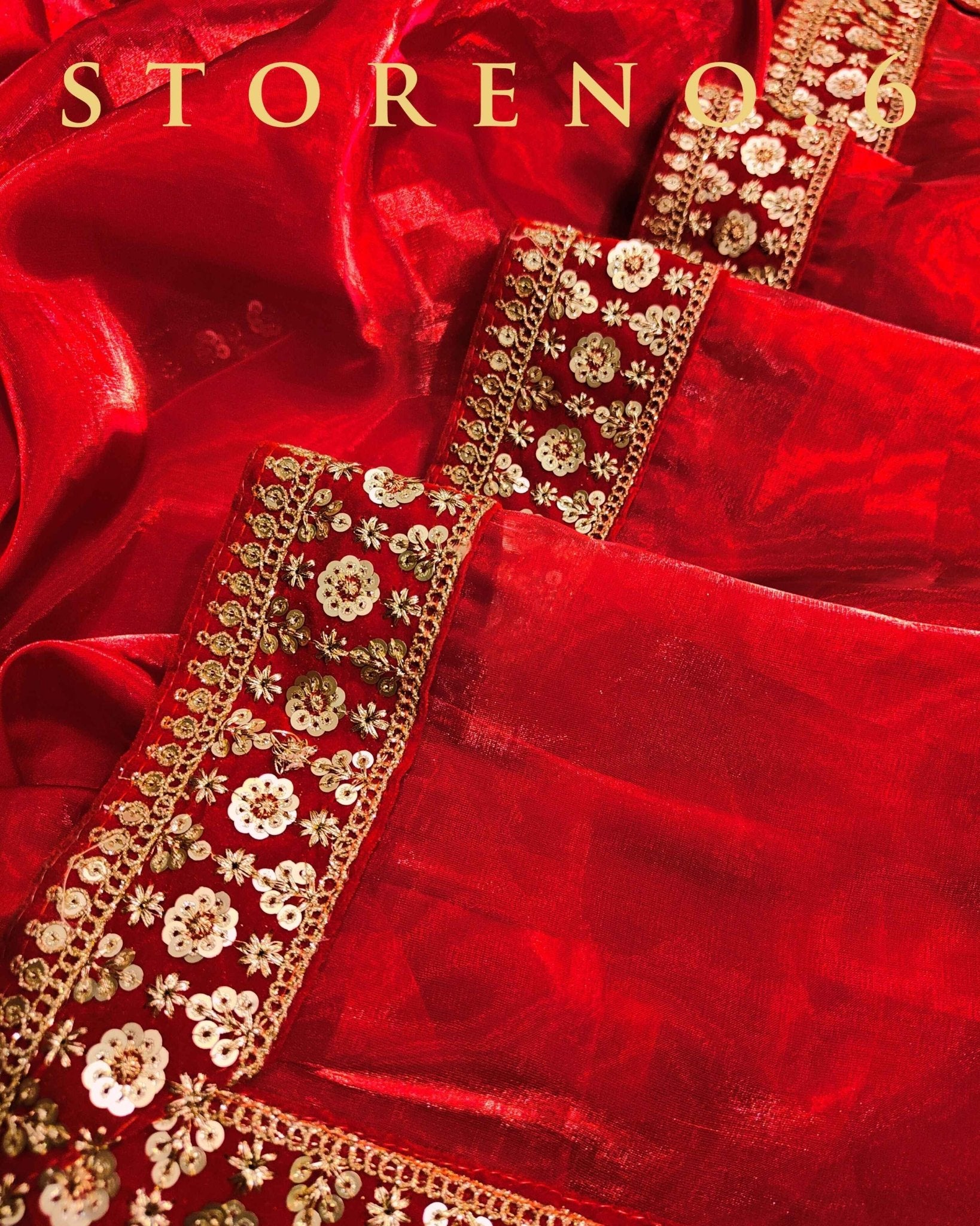 NOOR-E-SURKH SAREE WITH GUL KAARI SURMAI BLOUSE