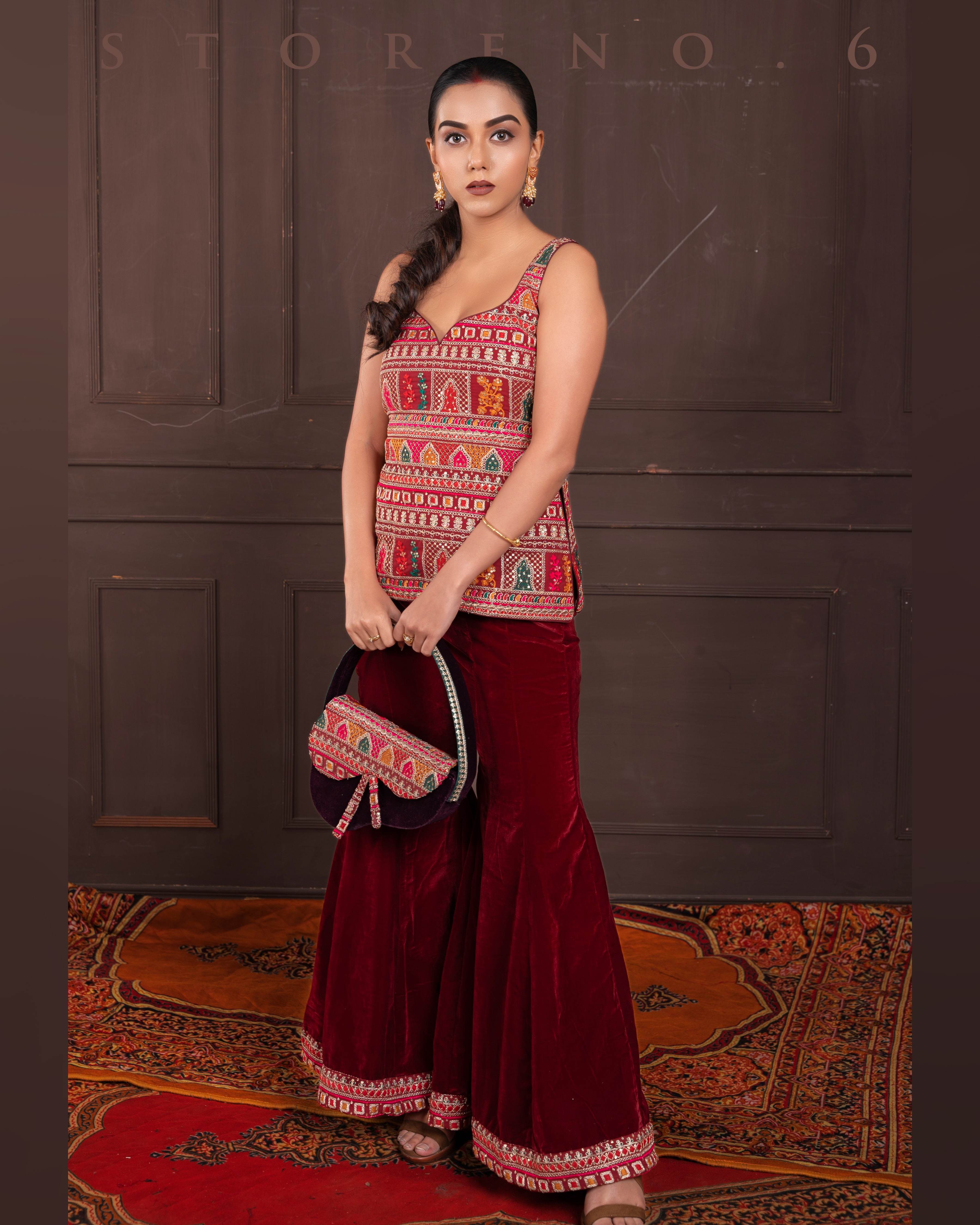 SANGRIA SWITCH KURTI AND SHARARA SET