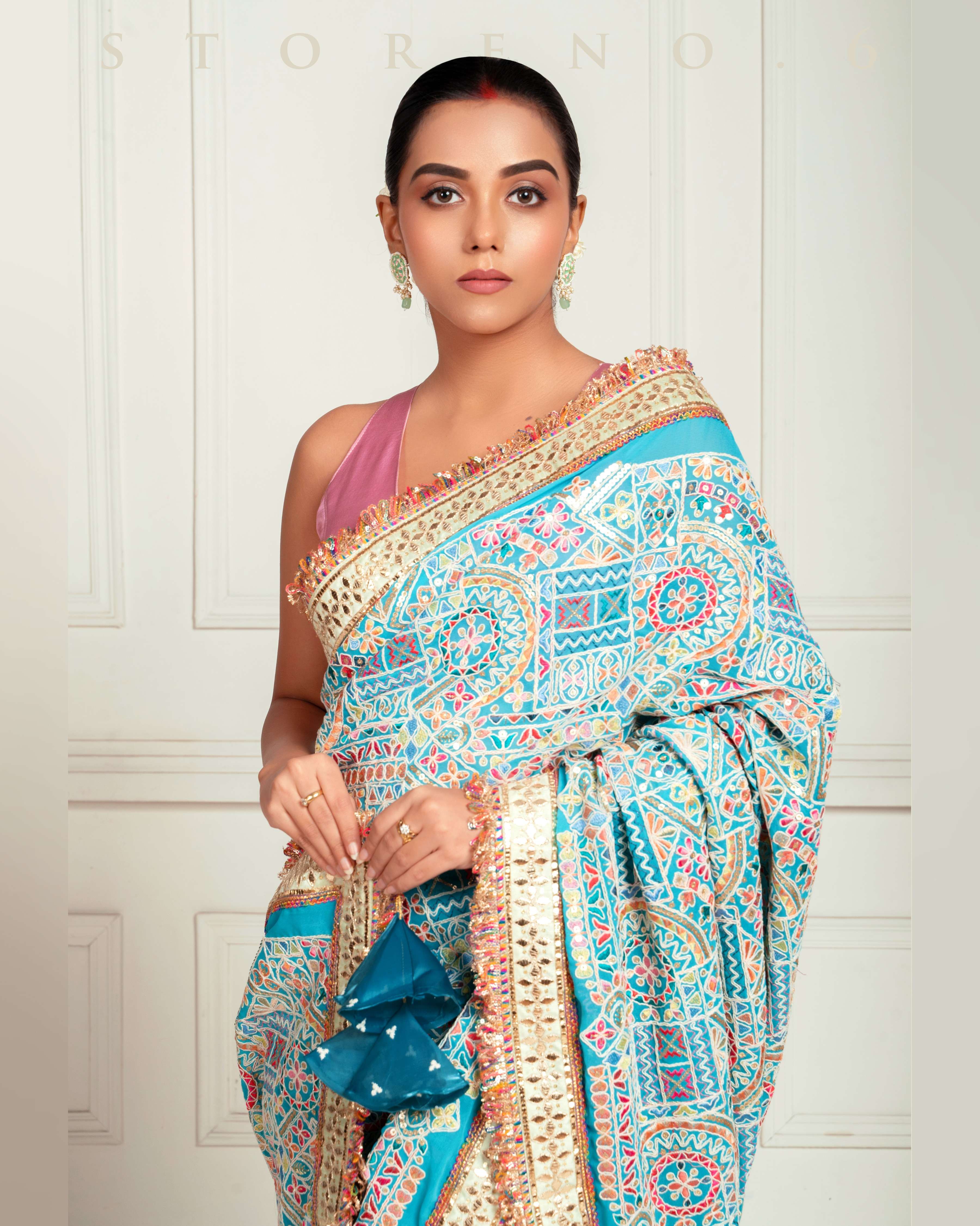 MORNING MIST SAREE WITH MAUVE MELLOW BLOUSE