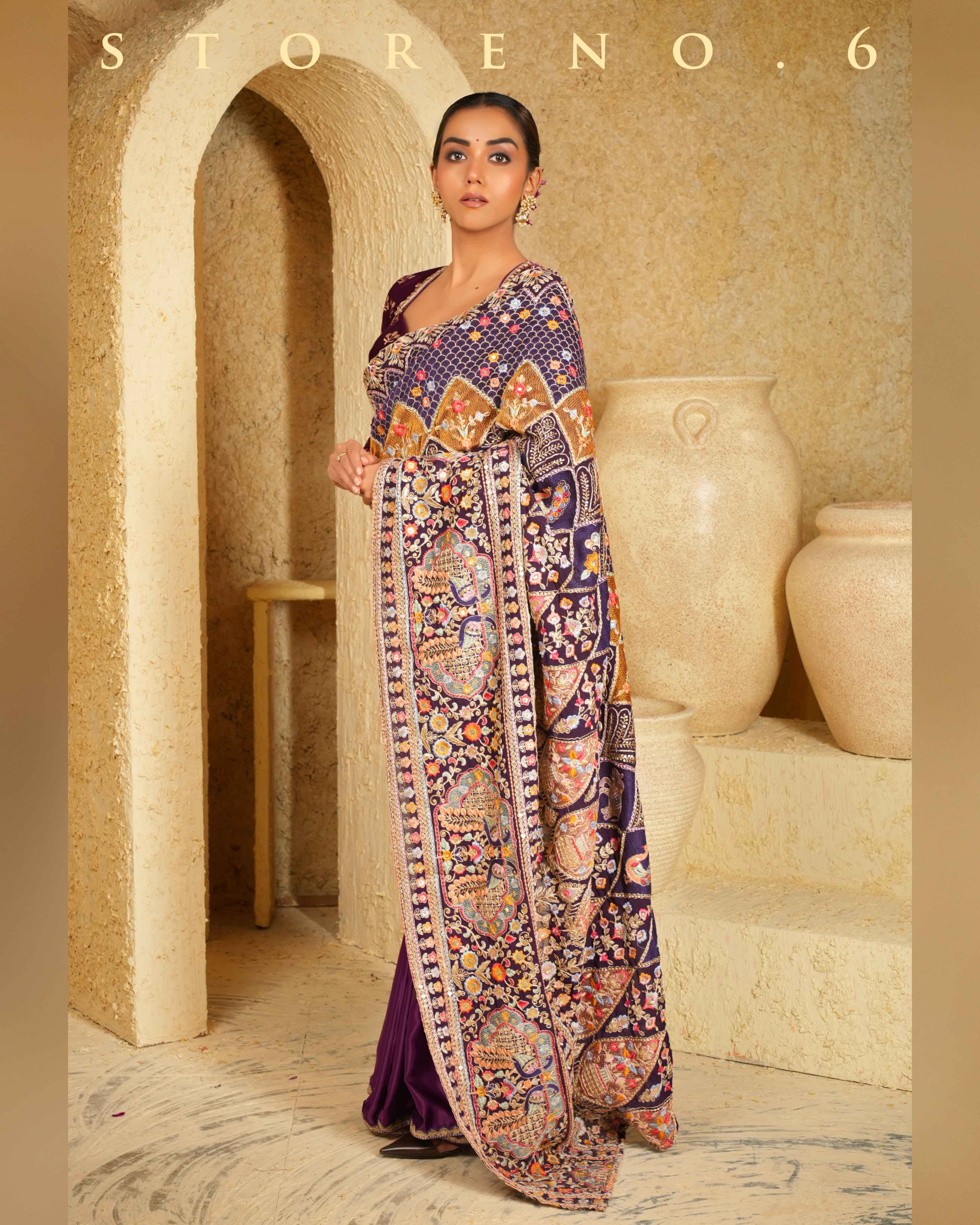 ORCHID OPERA SAREE WITH WINE WHIMSY BLOUSE