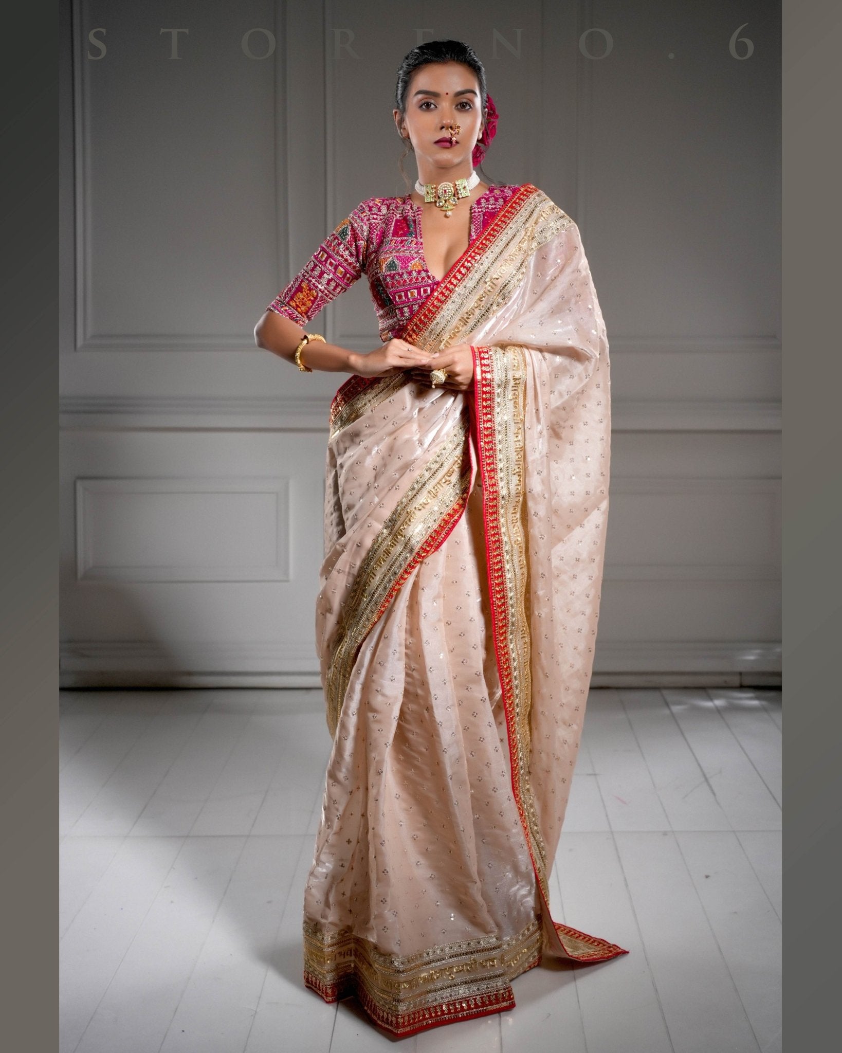 ROYAL SUBTLE QUEEN SAREE WITH SANGRIA SENSATION BLOUSE