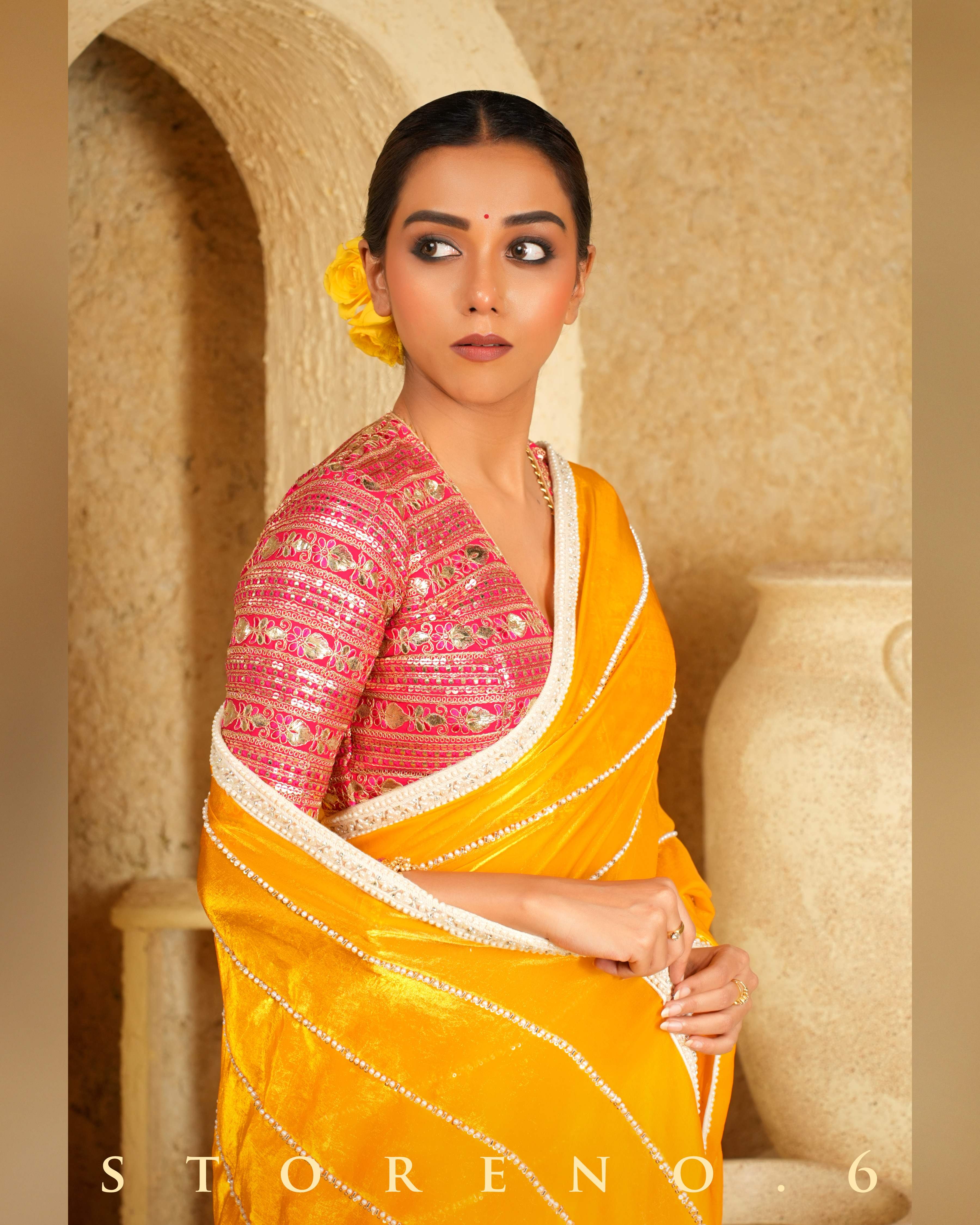 STELLAR SUNSHINE SAREE WITH ROSY ROMANCE BLOUSE