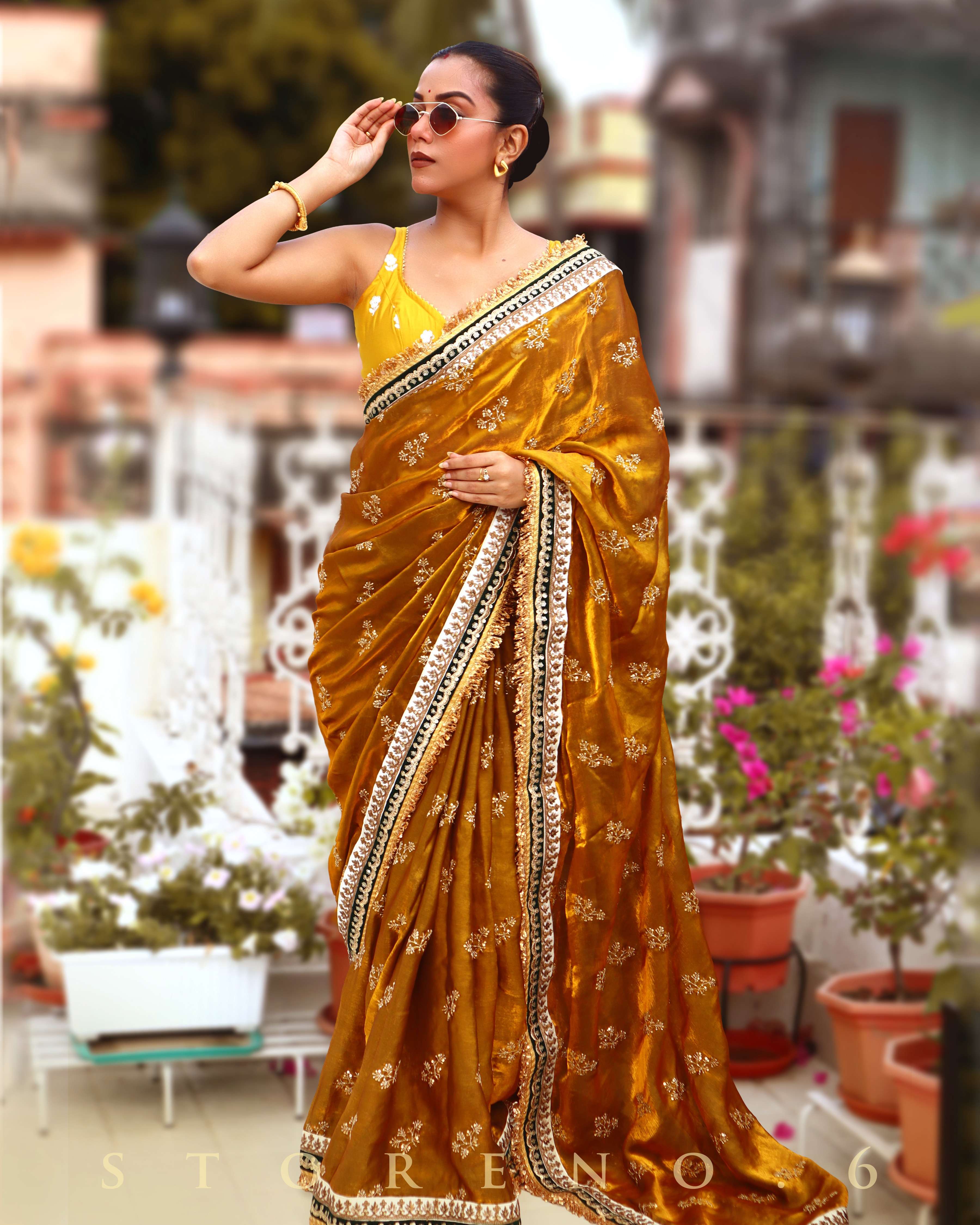 NOSTALGIC NOVEMBER SAREE WITH JASMINE JESSAMY SLEEVELESS BLOUSE