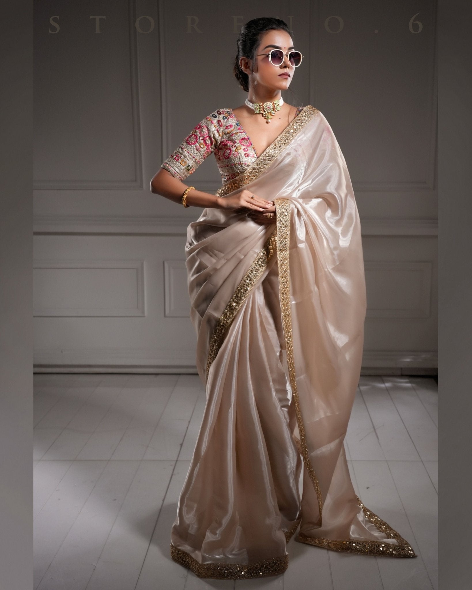 NOOR-E-SONA SAREE WITH GUL KAARI SURMAI BLOUSE