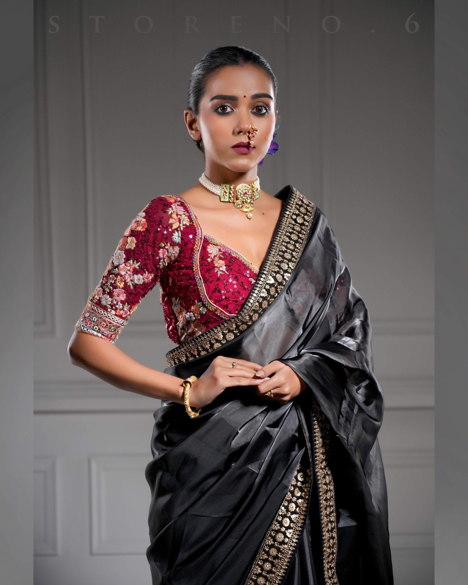 NOOR-E-SIAH-X SAREE WITH RAAKT AFSOON BLOUSE