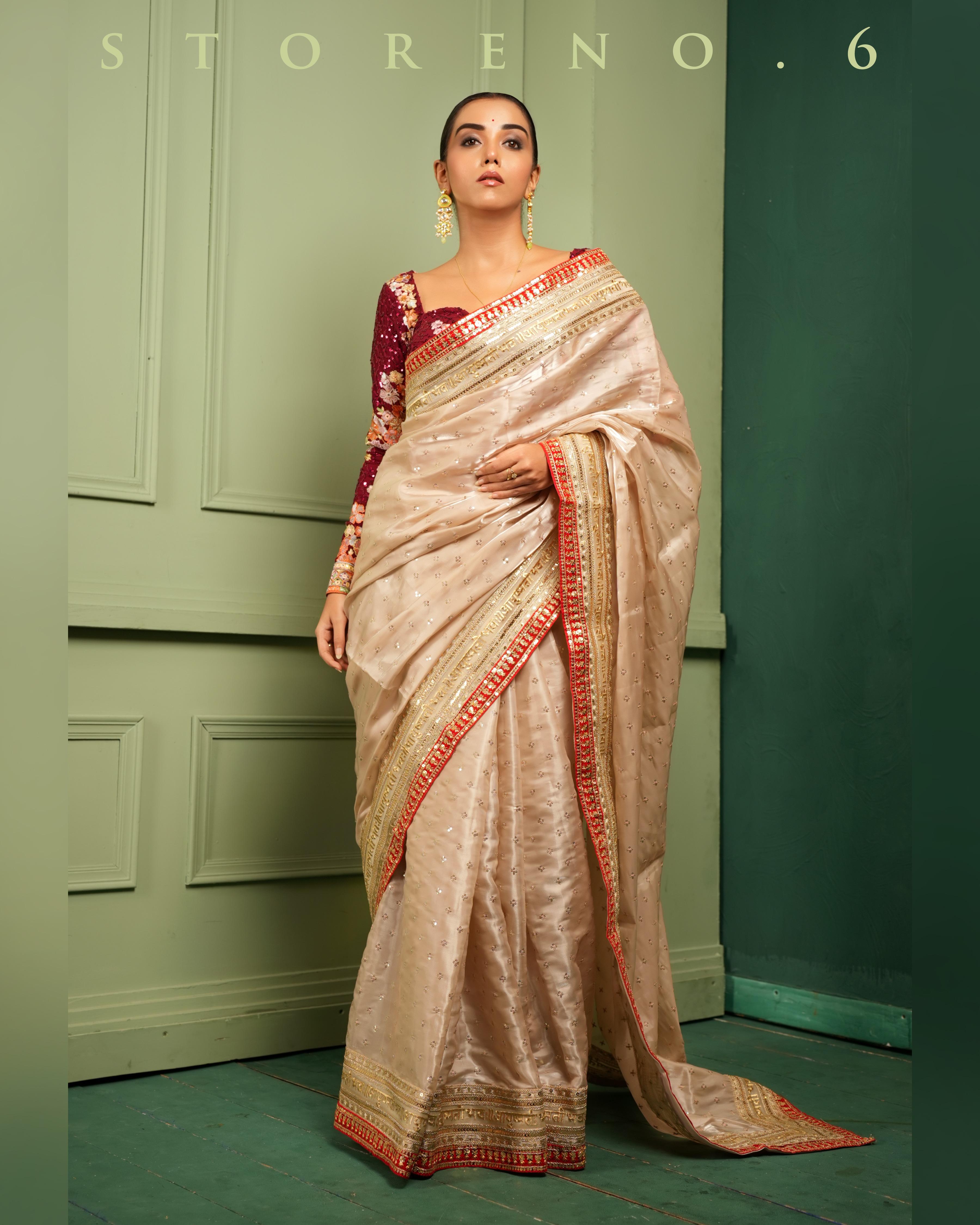 ROYAL SUBTLE QUEEN SAREE WITH RAAKT AFSOON CLASSIC CORSET BLOUSE