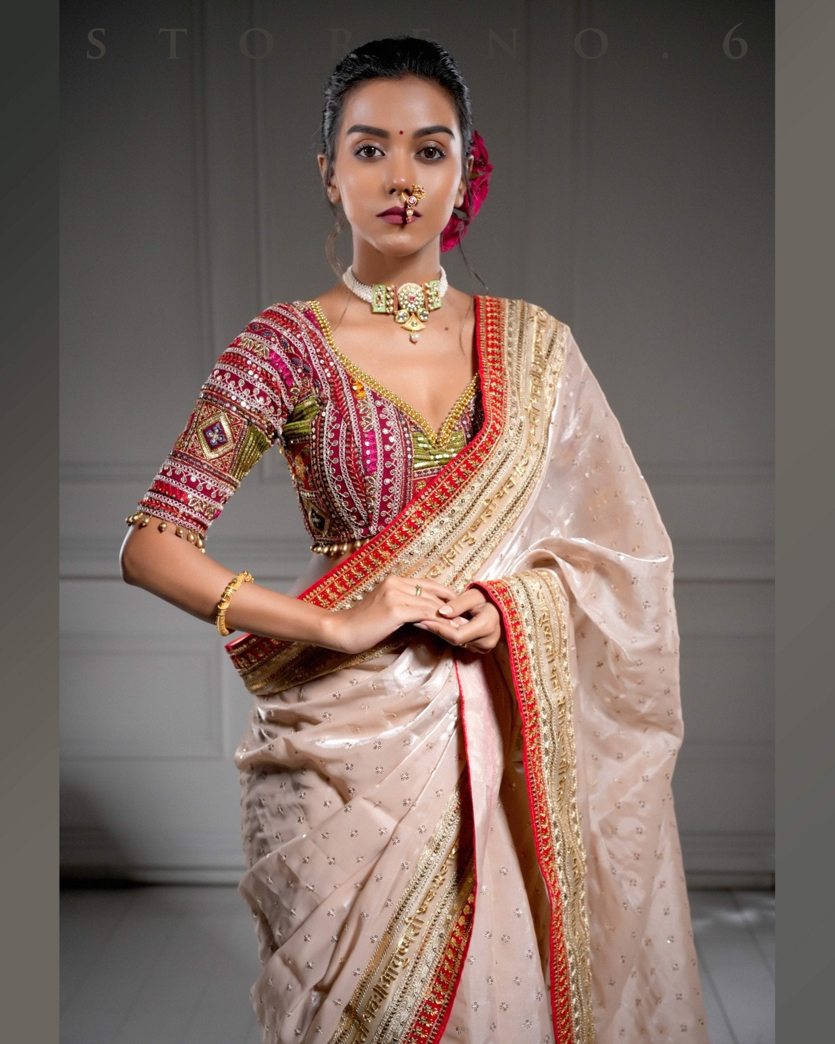 ROYAL SUBTLE QUEEN SAREE WITH LUSH OF BERRY BLOUSE