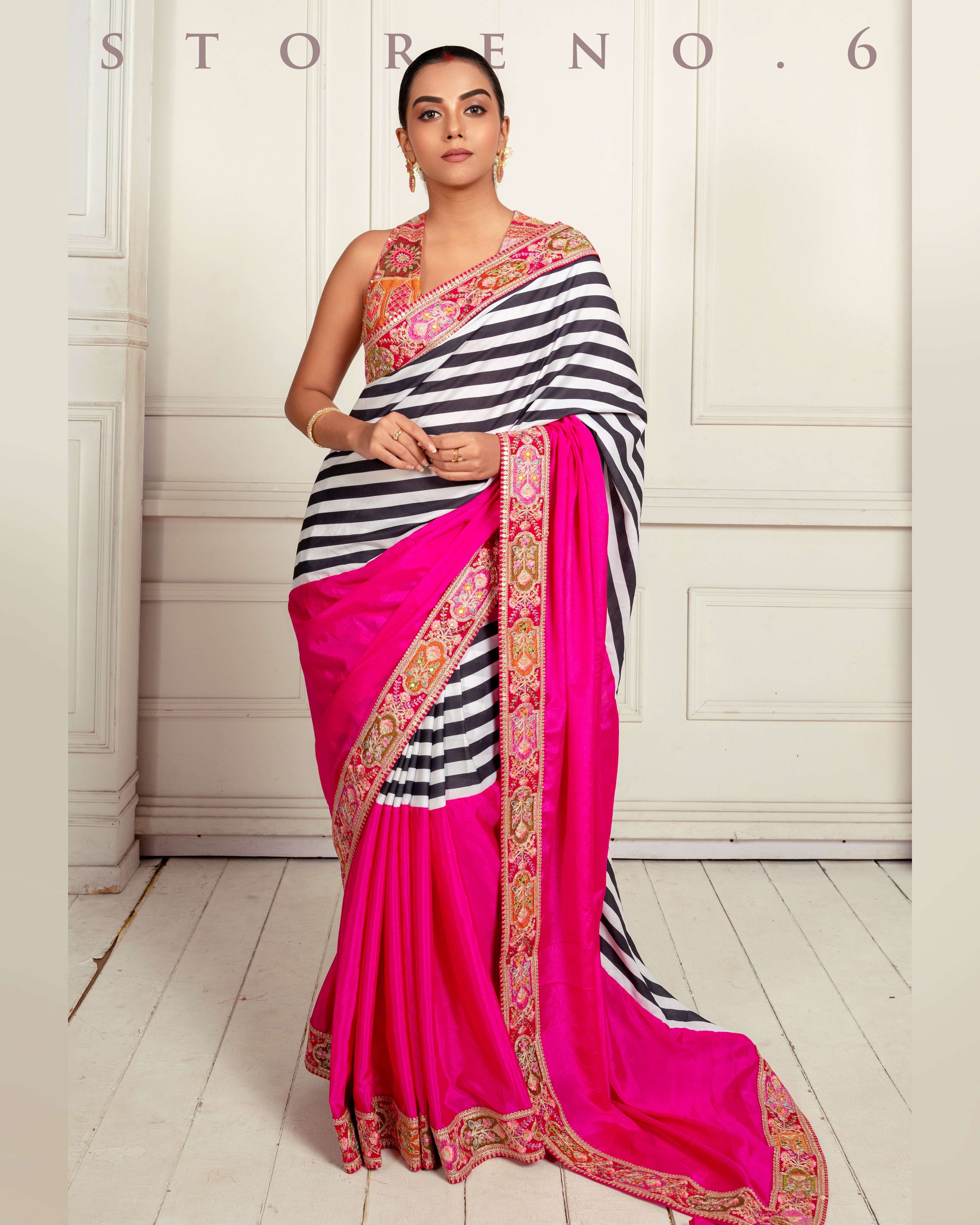 VINTAGE VISION SAREE WITH FUCHSIA FUSION FOXY BLOUSE