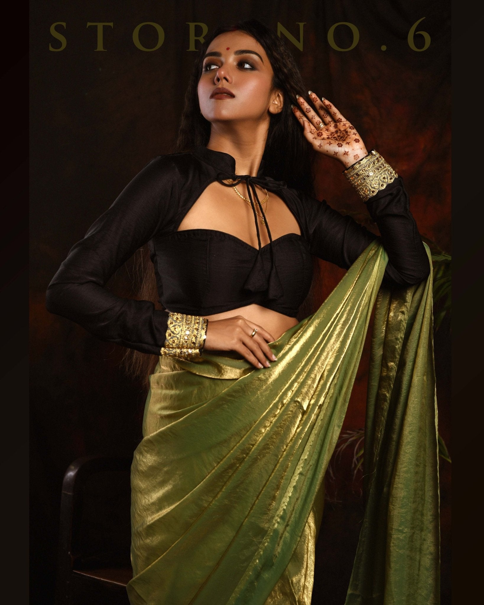 MEADOW WHISPER SAREE WITH 60'S BABE BLOUSE