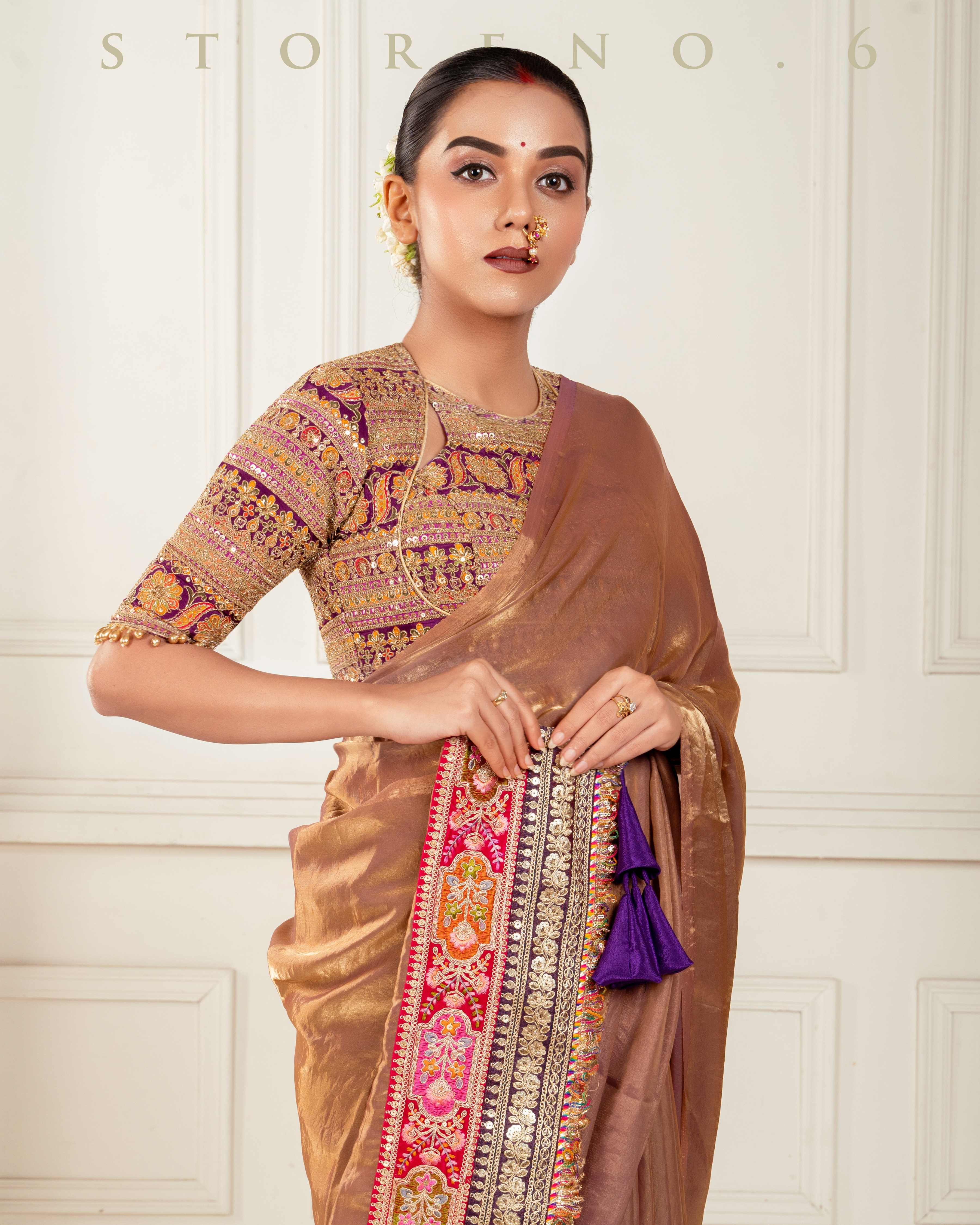 TWILIGHT TITAN SAREE WITH PLUM PARADISE CLASSIC BLOUSE