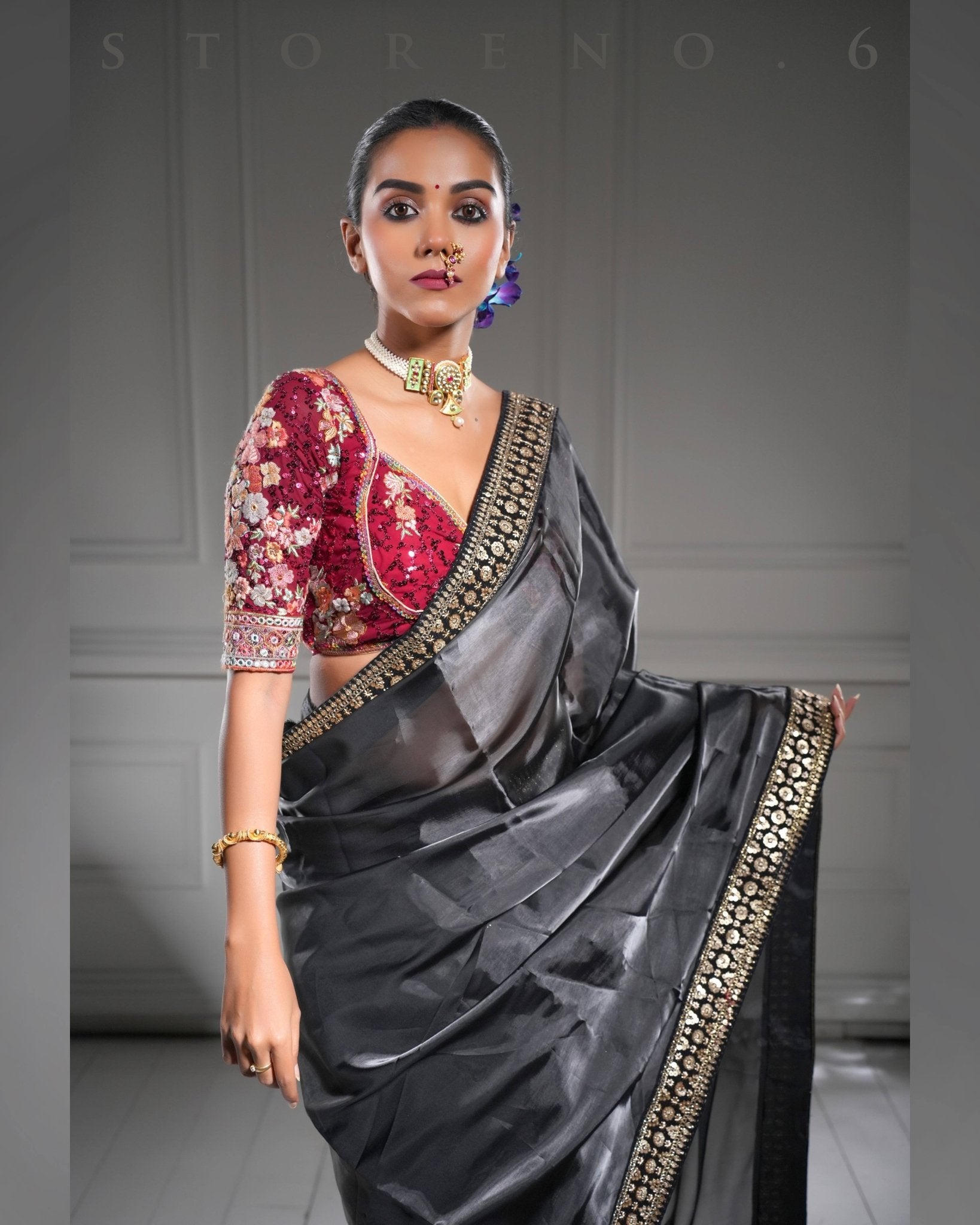 NOOR-E-SIAH-X SAREE WITH RAAKT AFSOON BLOUSE