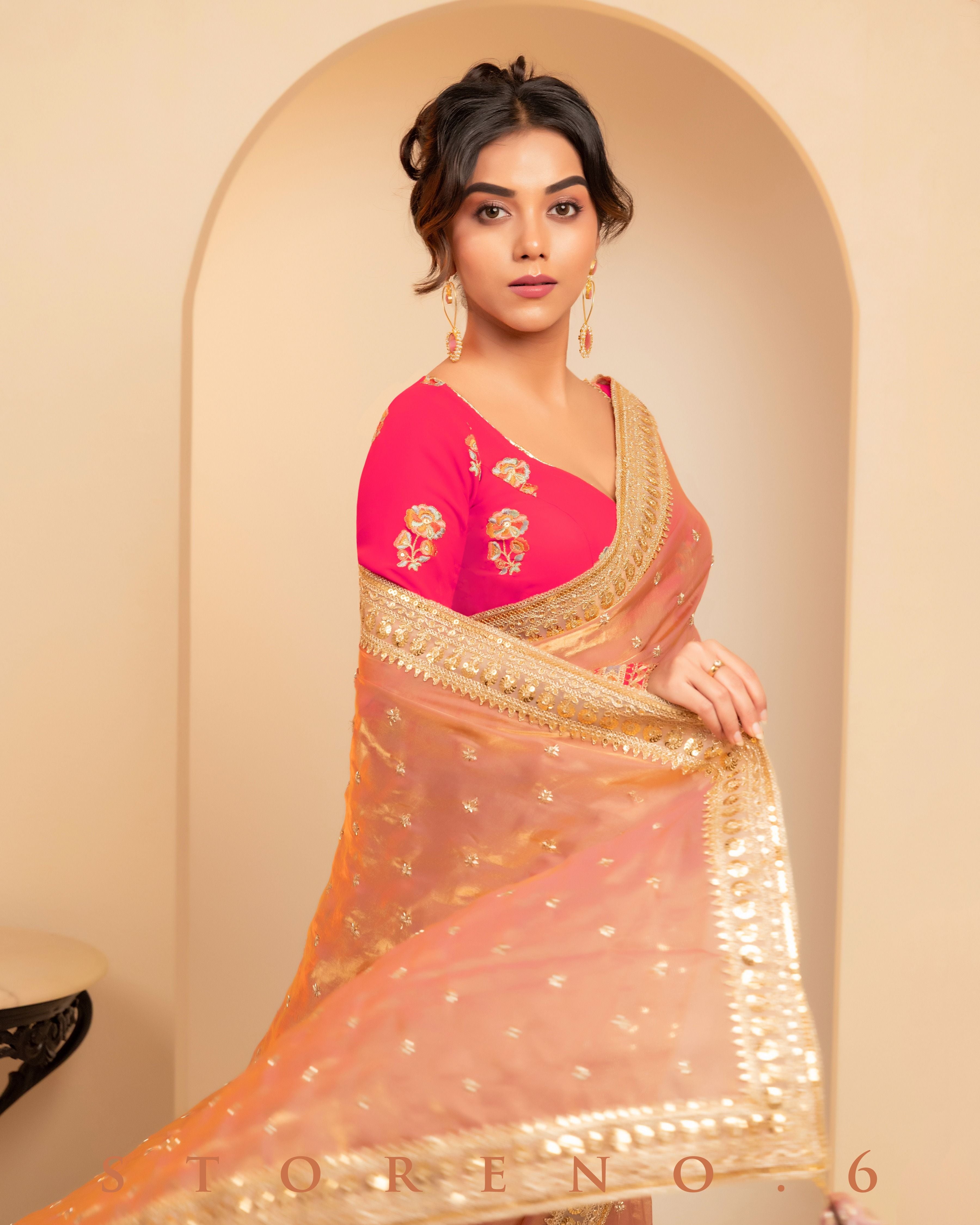 CORAL COSMOS SAREE