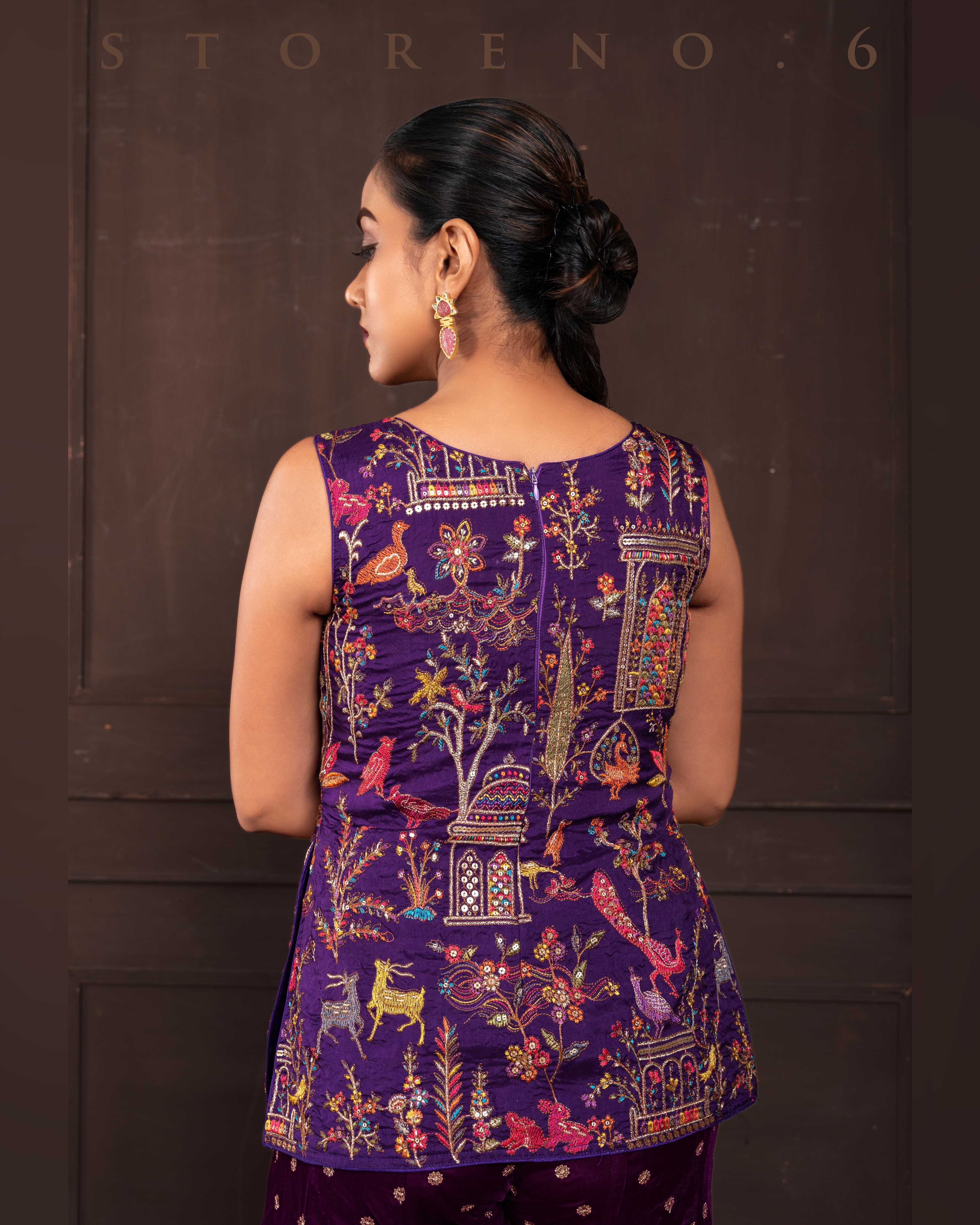 PLUM POISE KURTI AND SHARARA SET