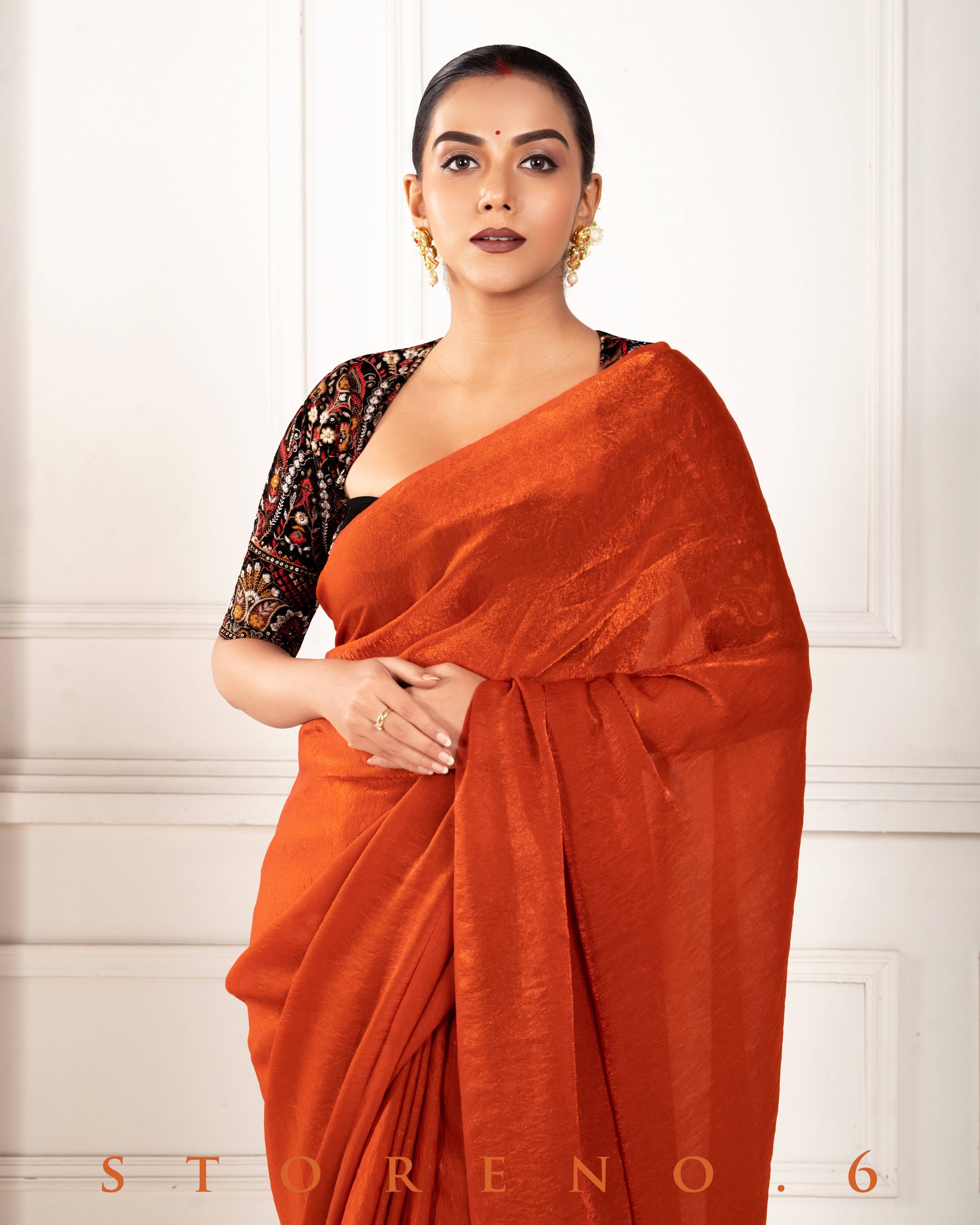 SUNSET SURPRISE SAREE WITH KOLKI LUXURY BLOUSE