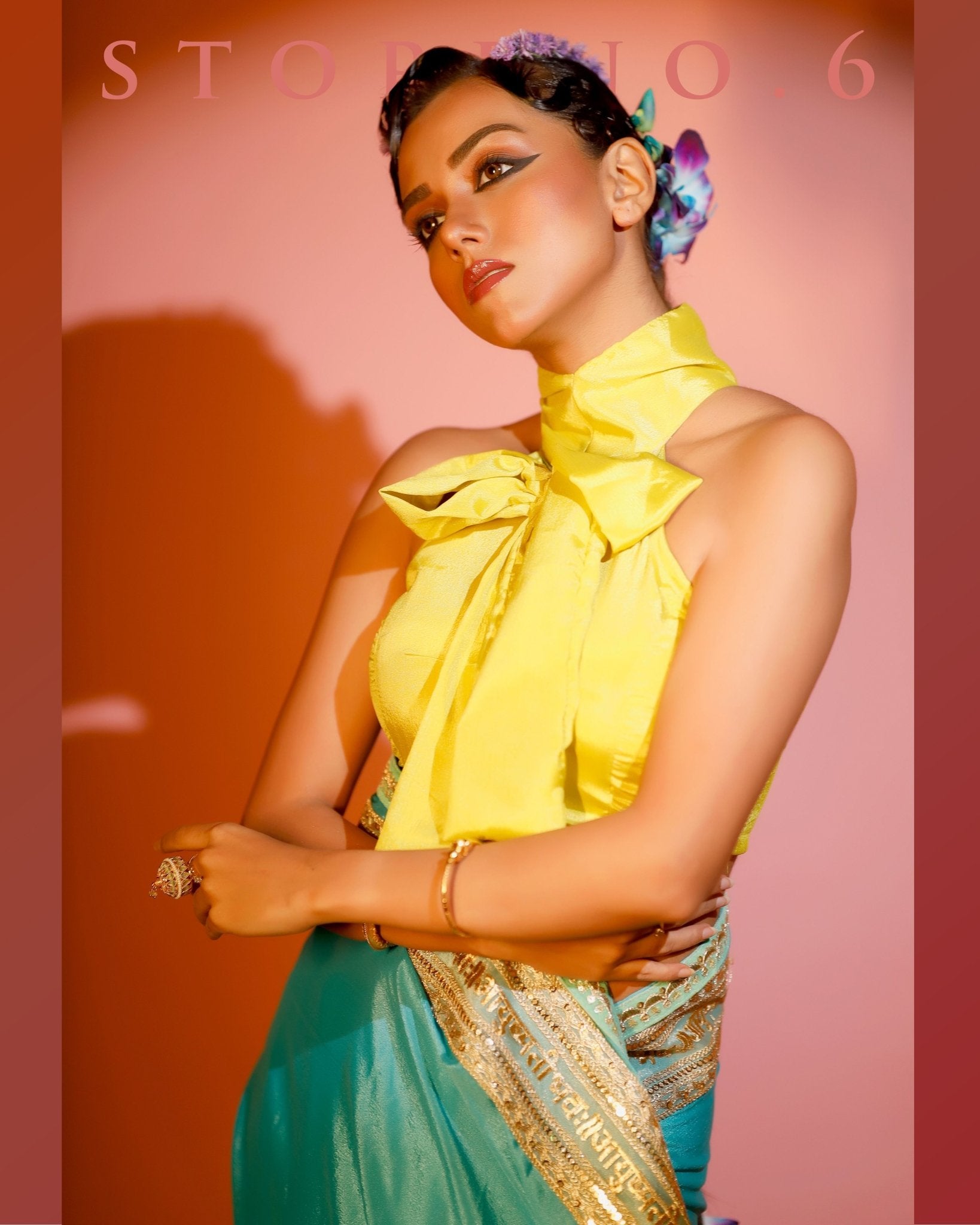 NEON NOSTALGIA CLASSIC BOW COLLARED BLOUSE