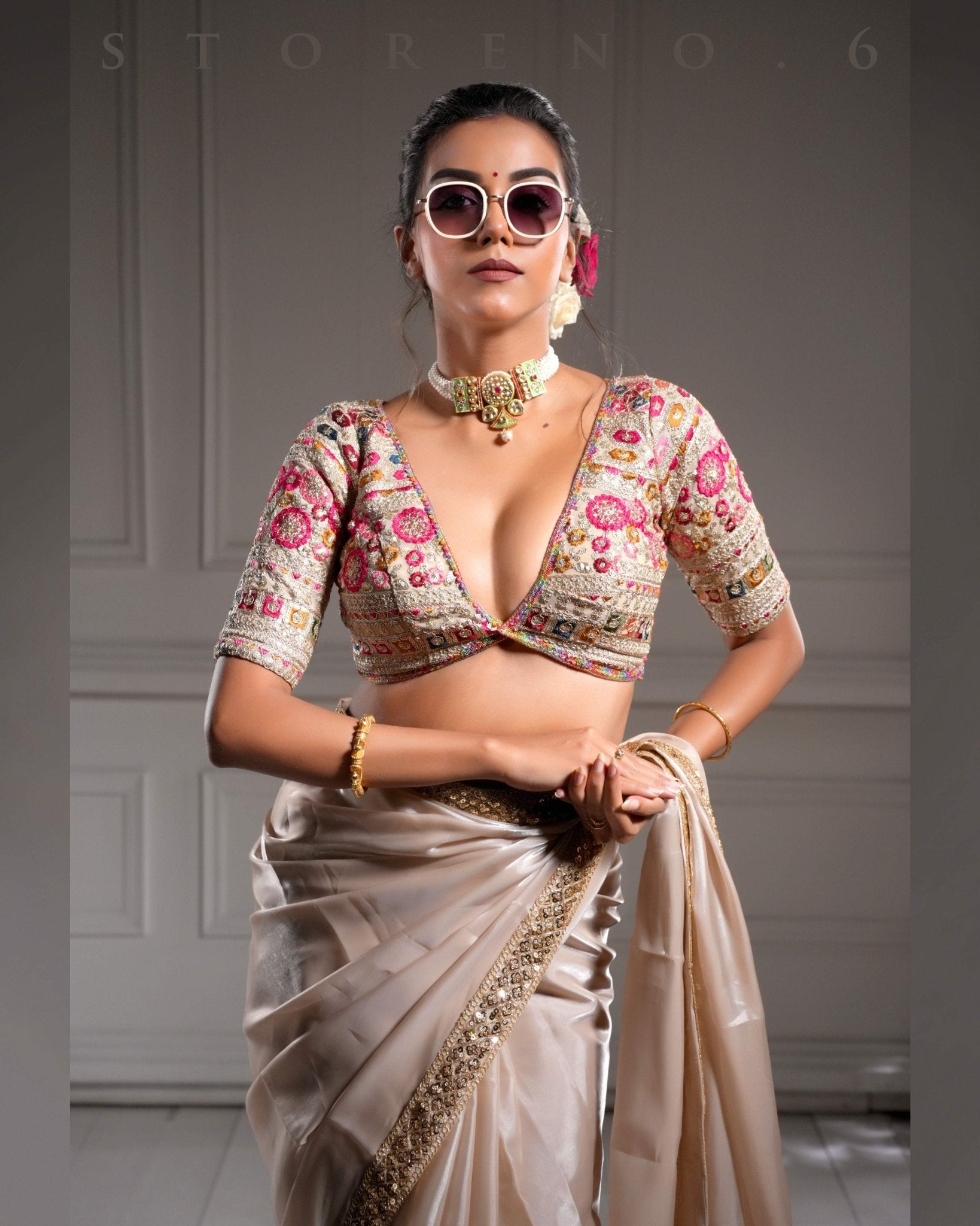 NOOR-E-SONA SAREE WITH GUL KAARI SURMAI BLOUSE