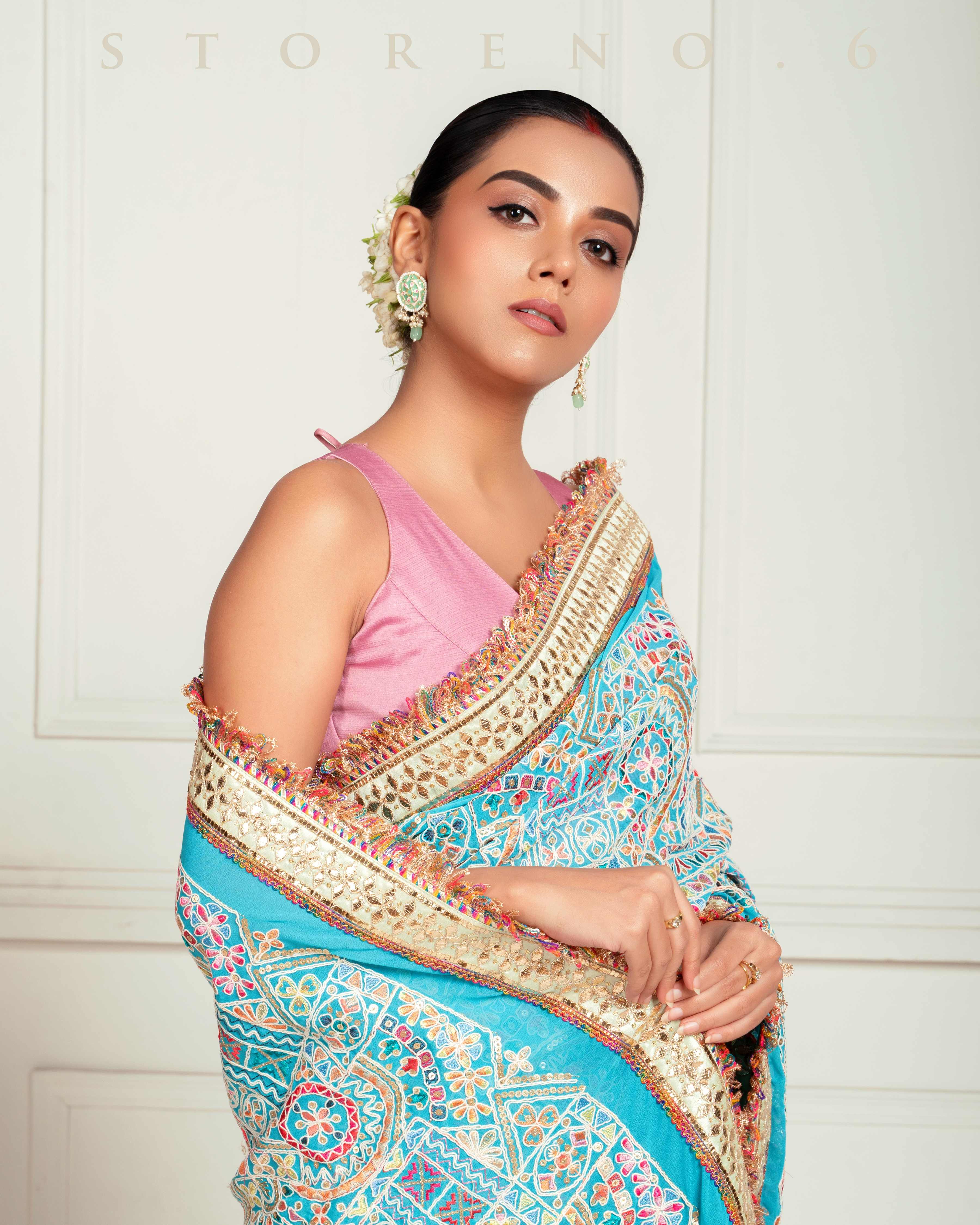 MORNING MIST SAREE WITH MAUVE MELLOW BLOUSE