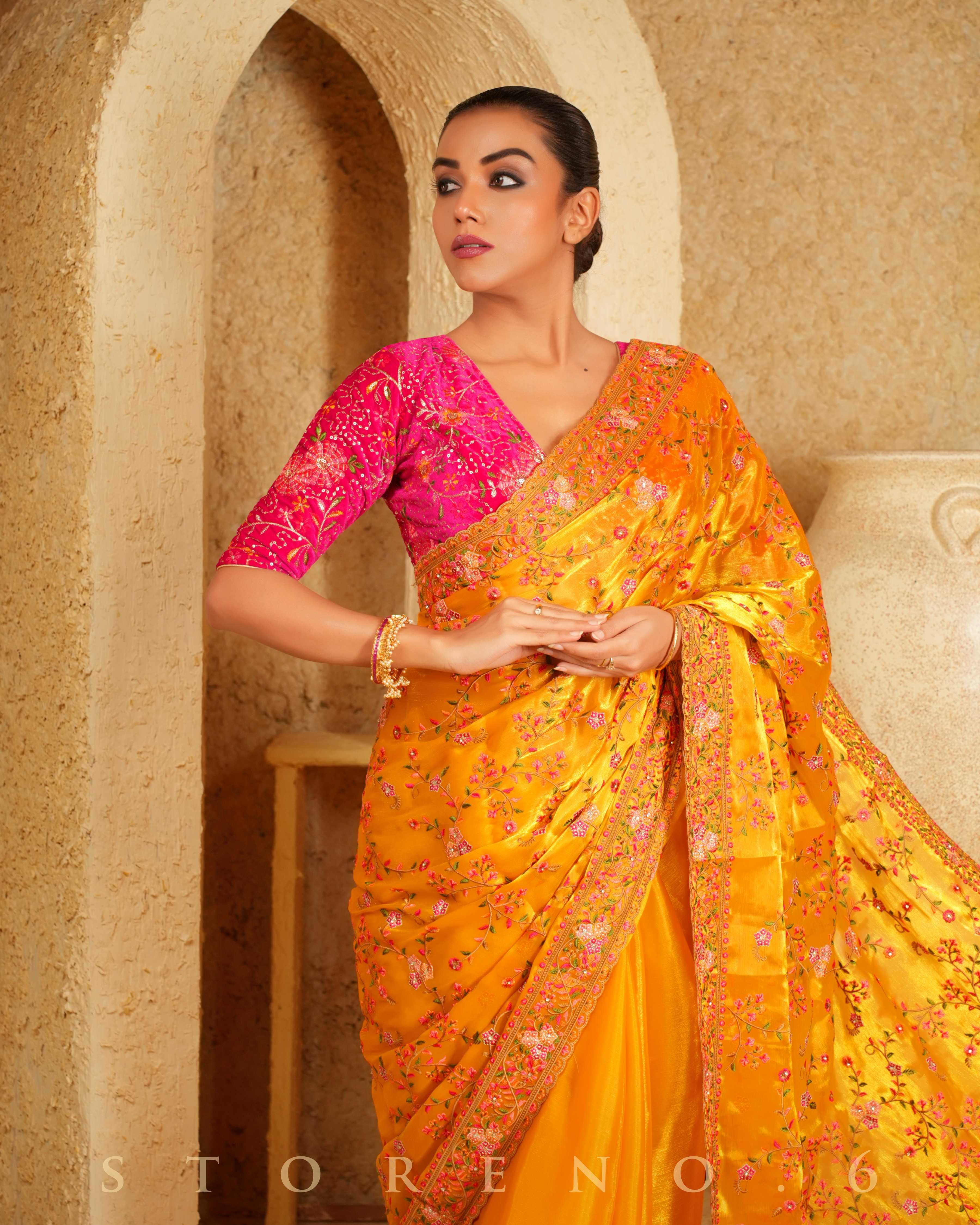 SPRING SURPRISE SAREE WITH BARBIE BLUSH LUXE BLOUSE