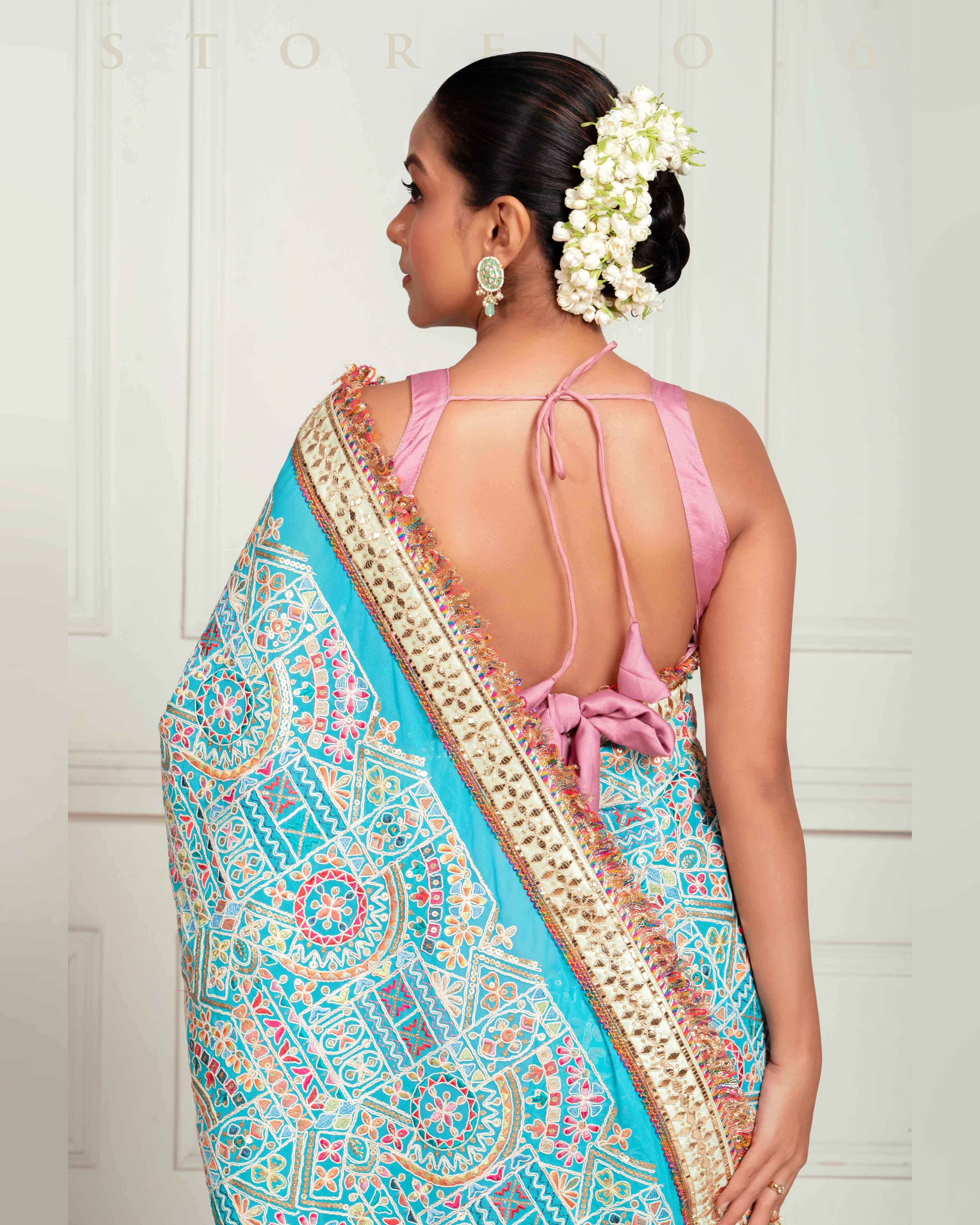 MORNING MIST SAREE WITH MAUVE MELLOW BLOUSE