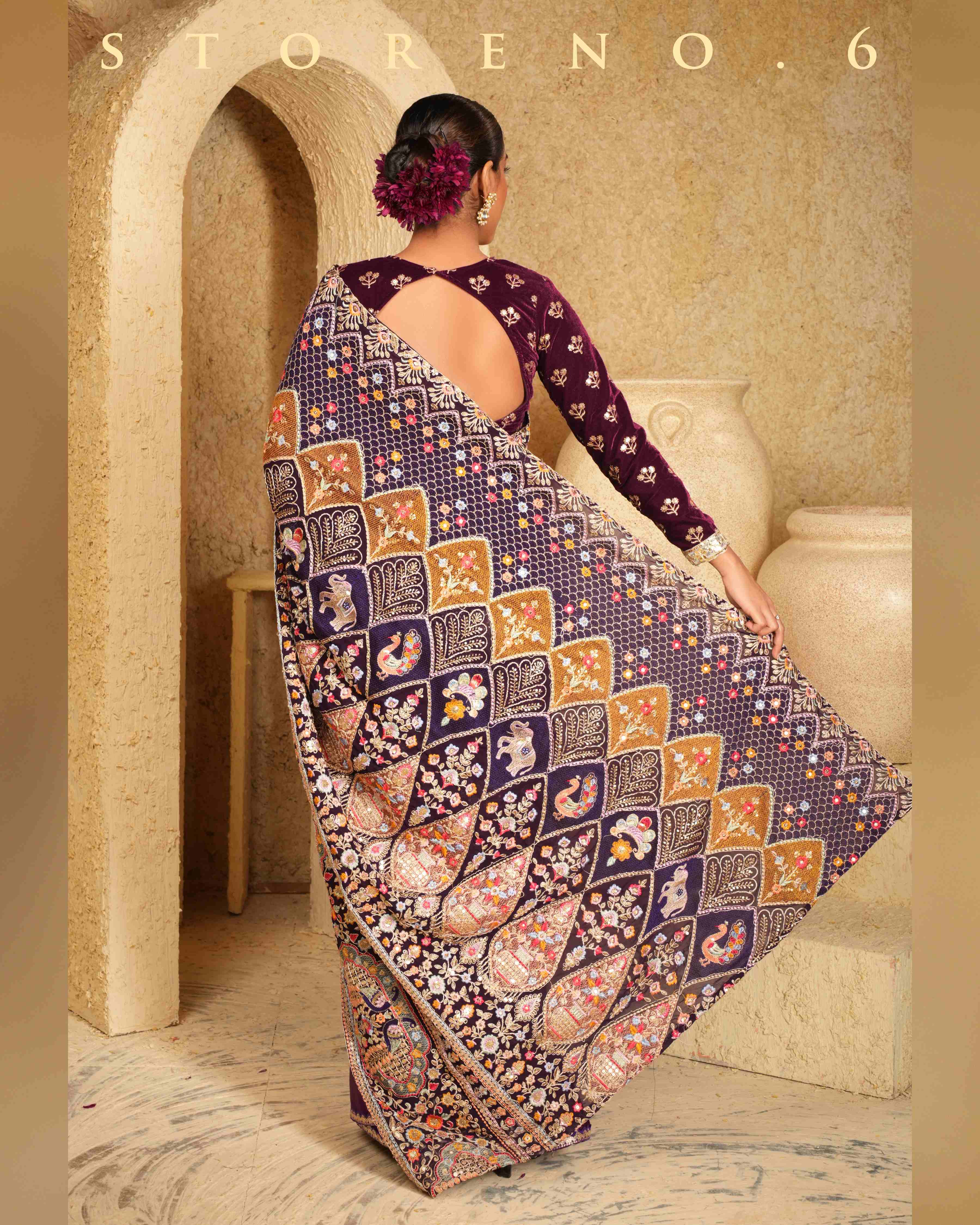 ORCHID OPERA SAREE WITH WINE WHIMSY BLOUSE