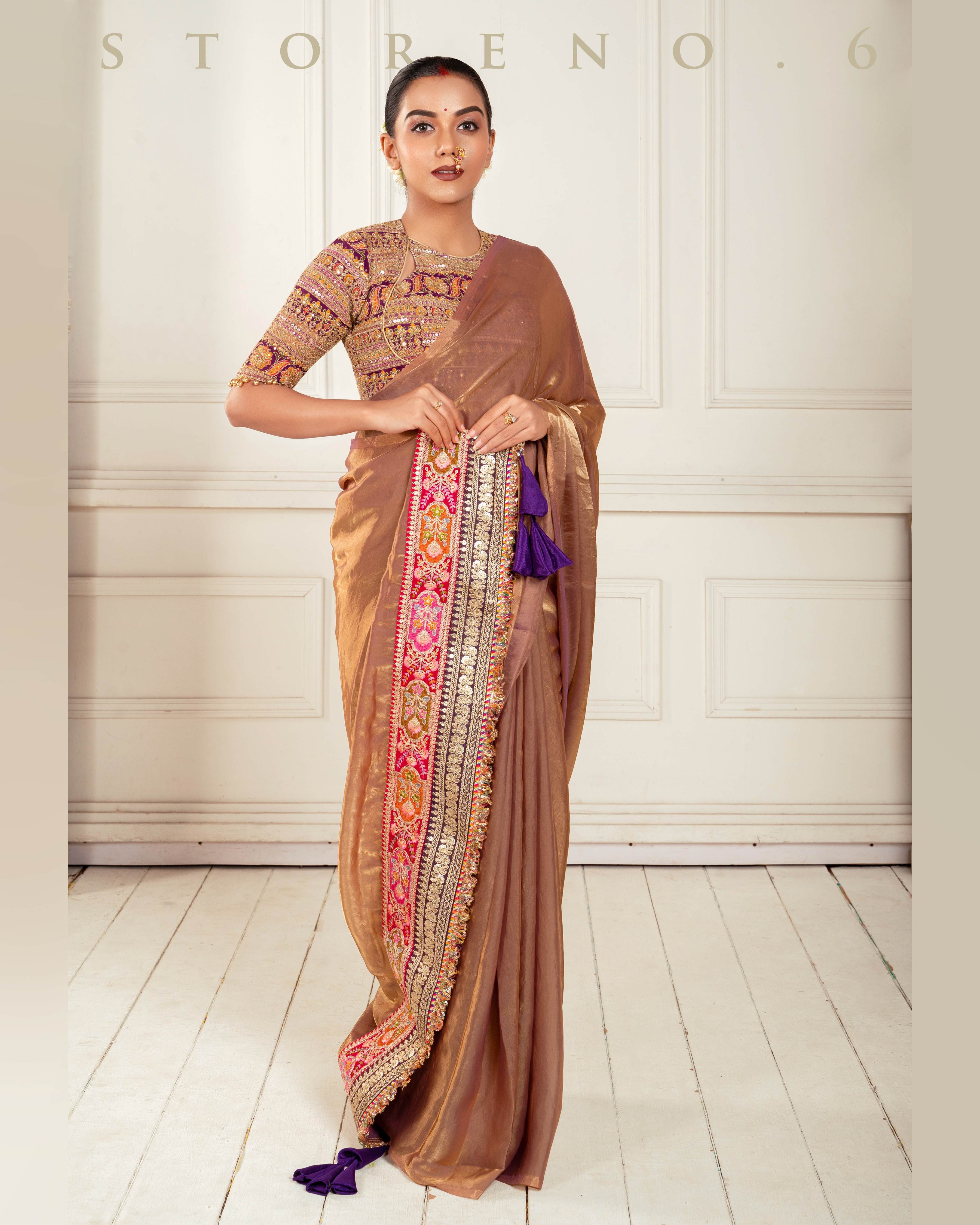 TWILIGHT TITAN SAREE WITH PLUM PARADISE CLASSIC BLOUSE