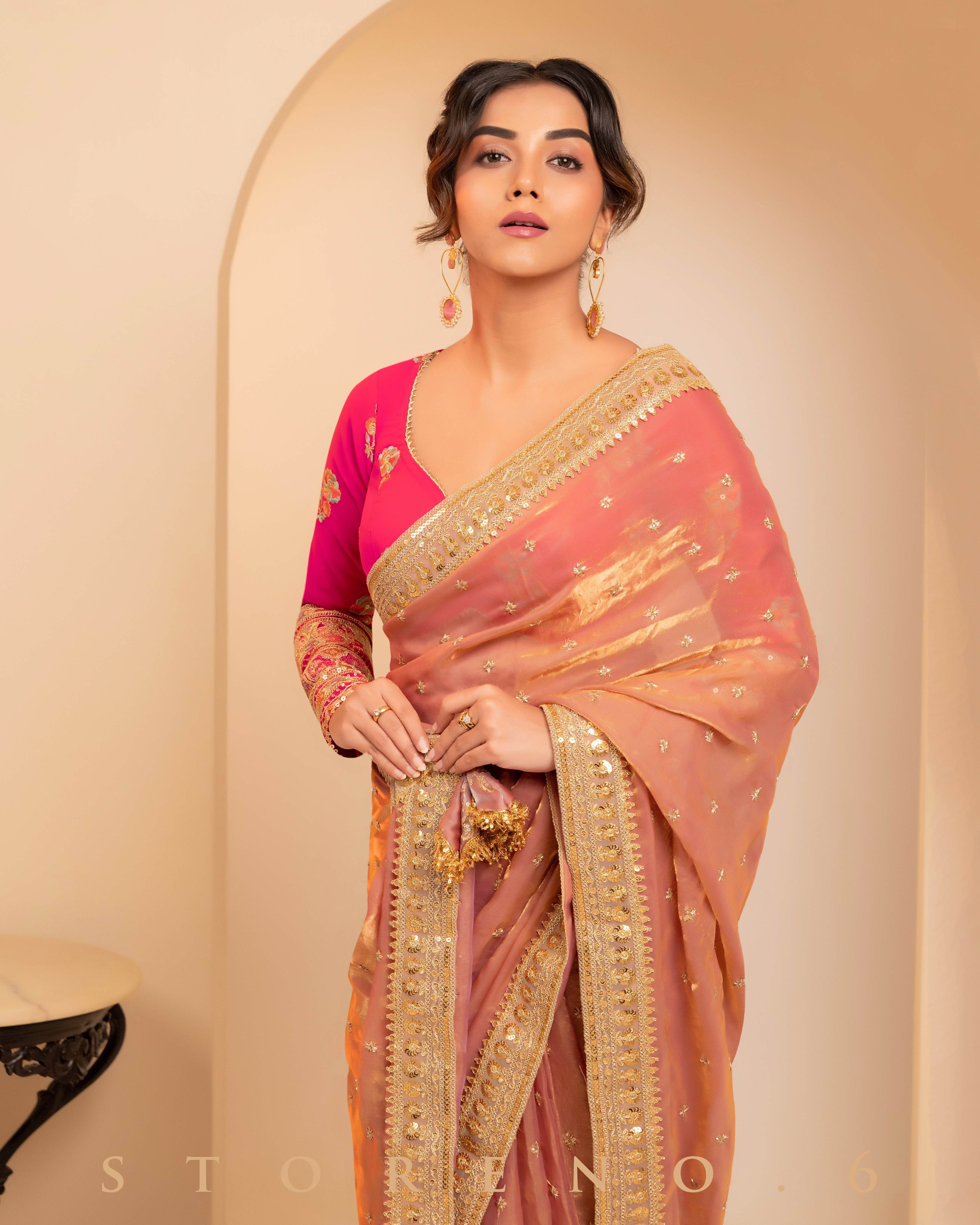 CORAL COSMOS SAREE