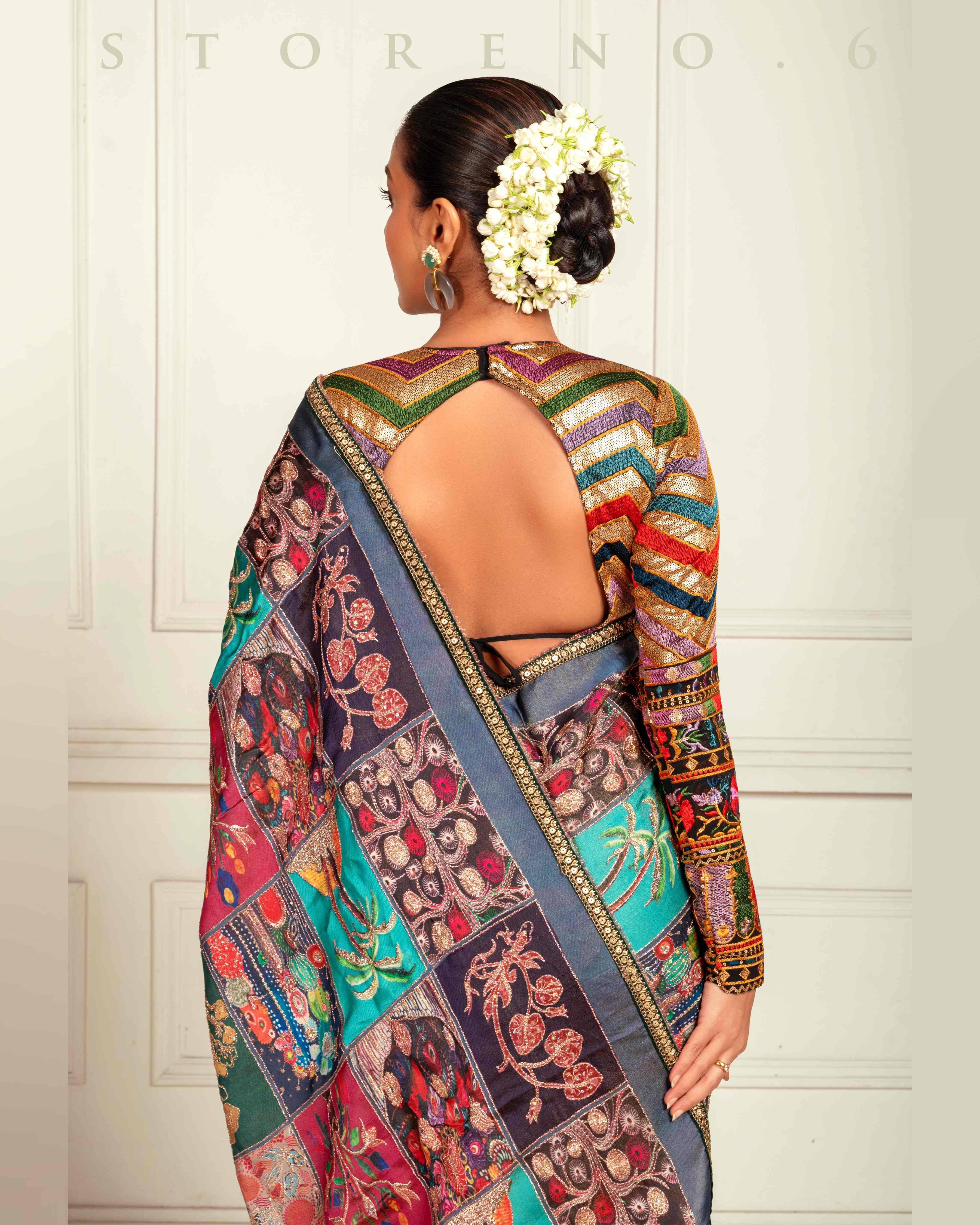 MYSTERY MUSE SAREE WITH BEBAAK SIAH PREMIUM BLOUSE