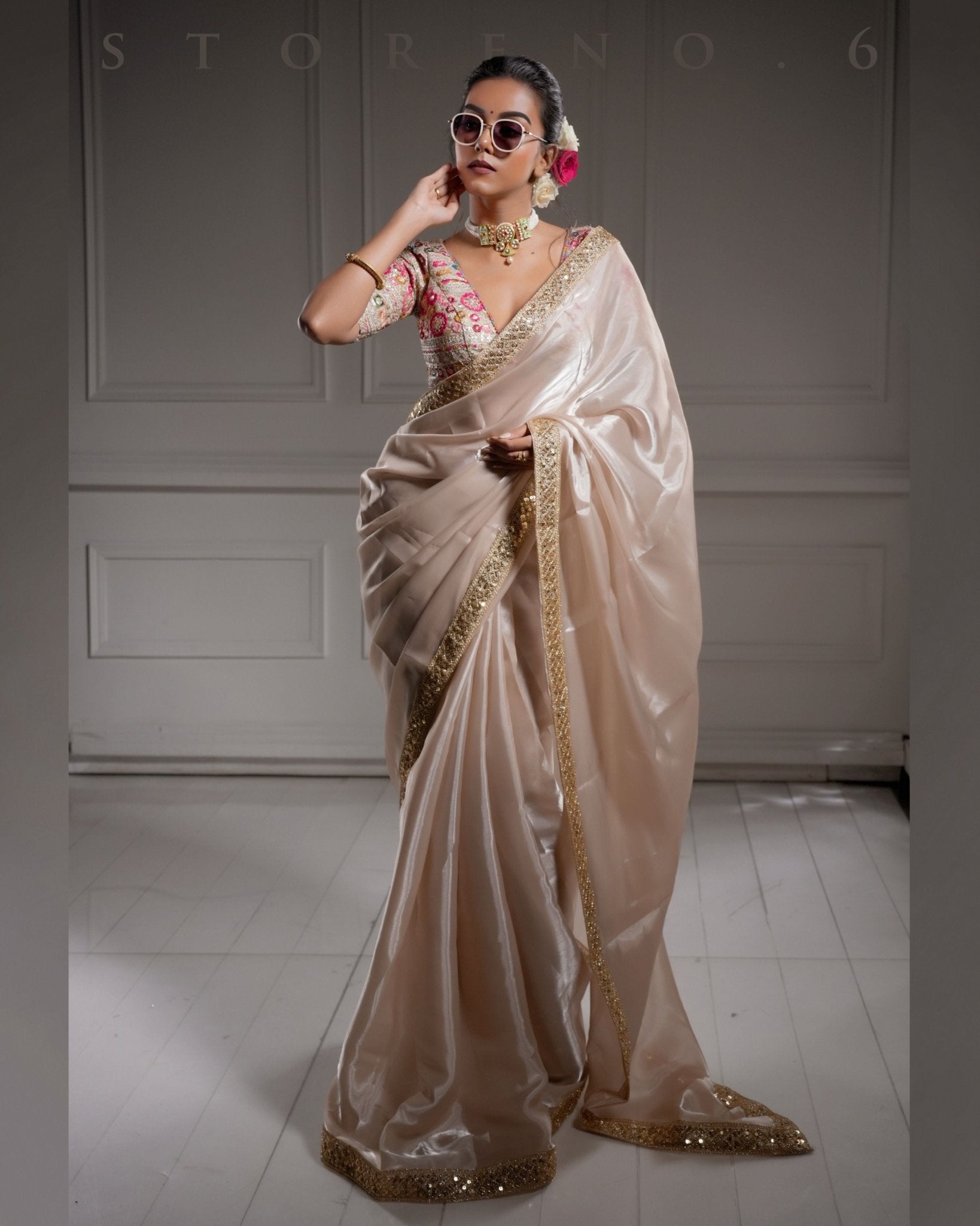 NOOR-E-SONA SAREE WITH GUL KAARI SURMAI BLOUSE