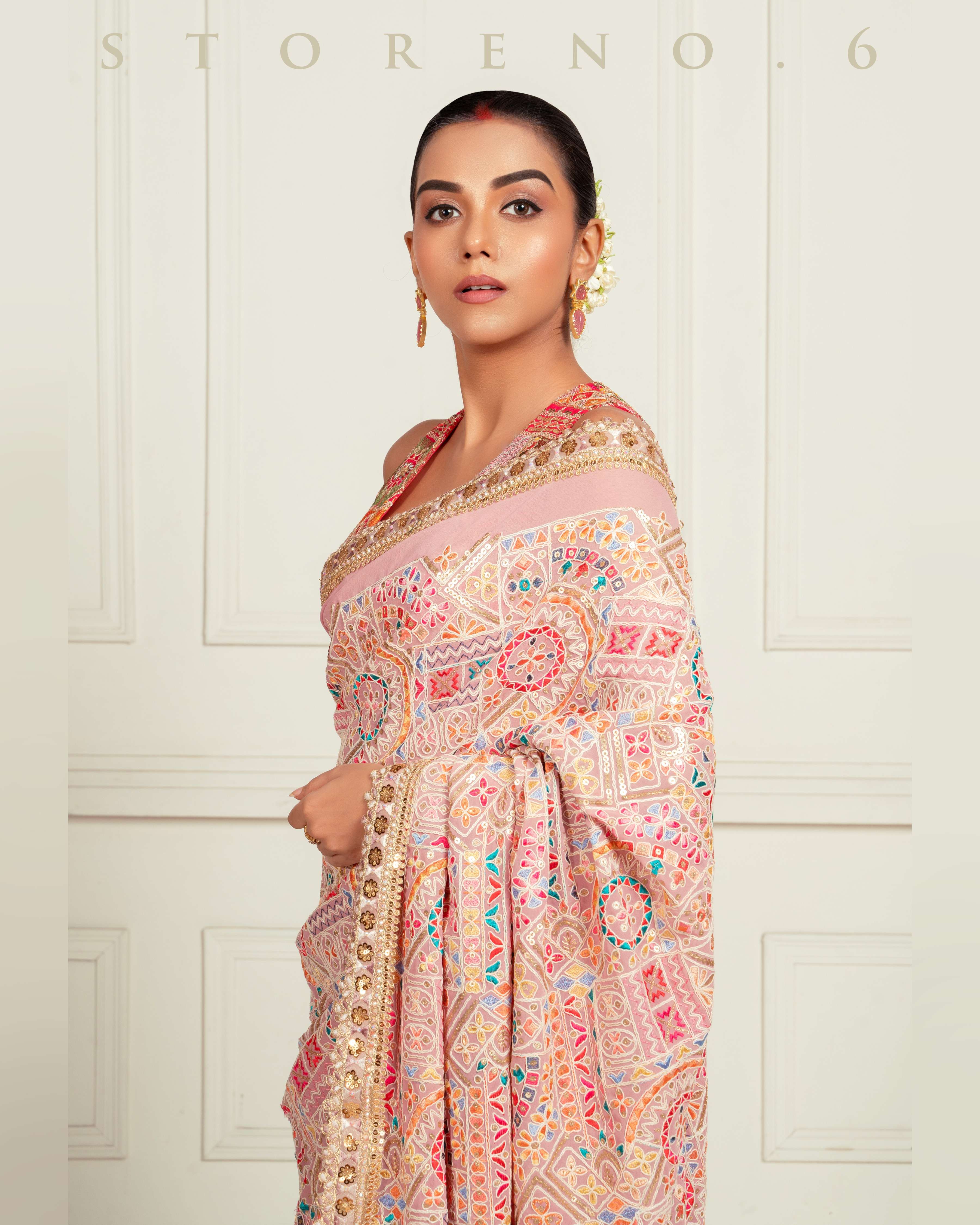 FROSTED FLAMINGO SAREE