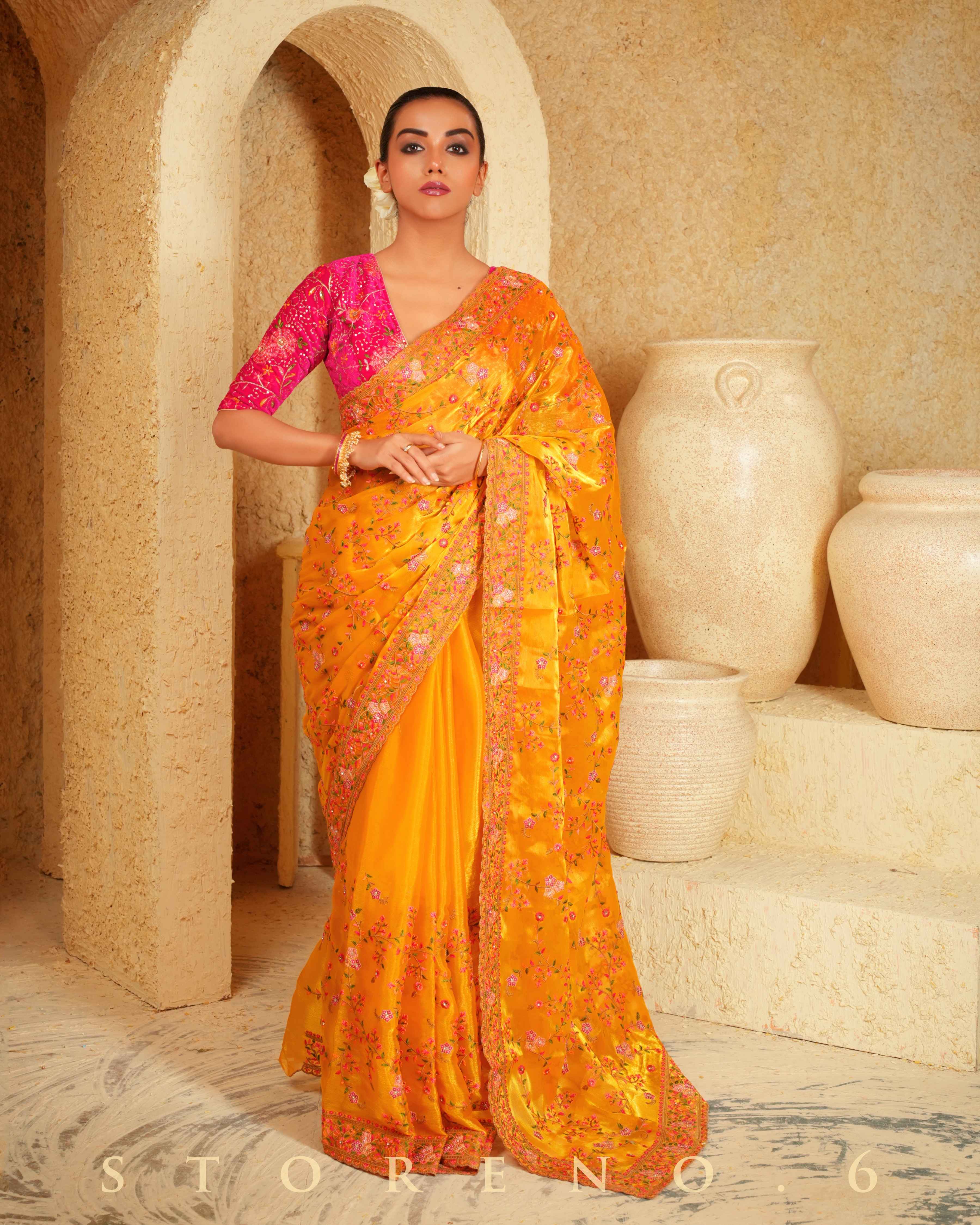 SPRING SURPRISE SAREE WITH BARBIE BLUSH LUXE BLOUSE