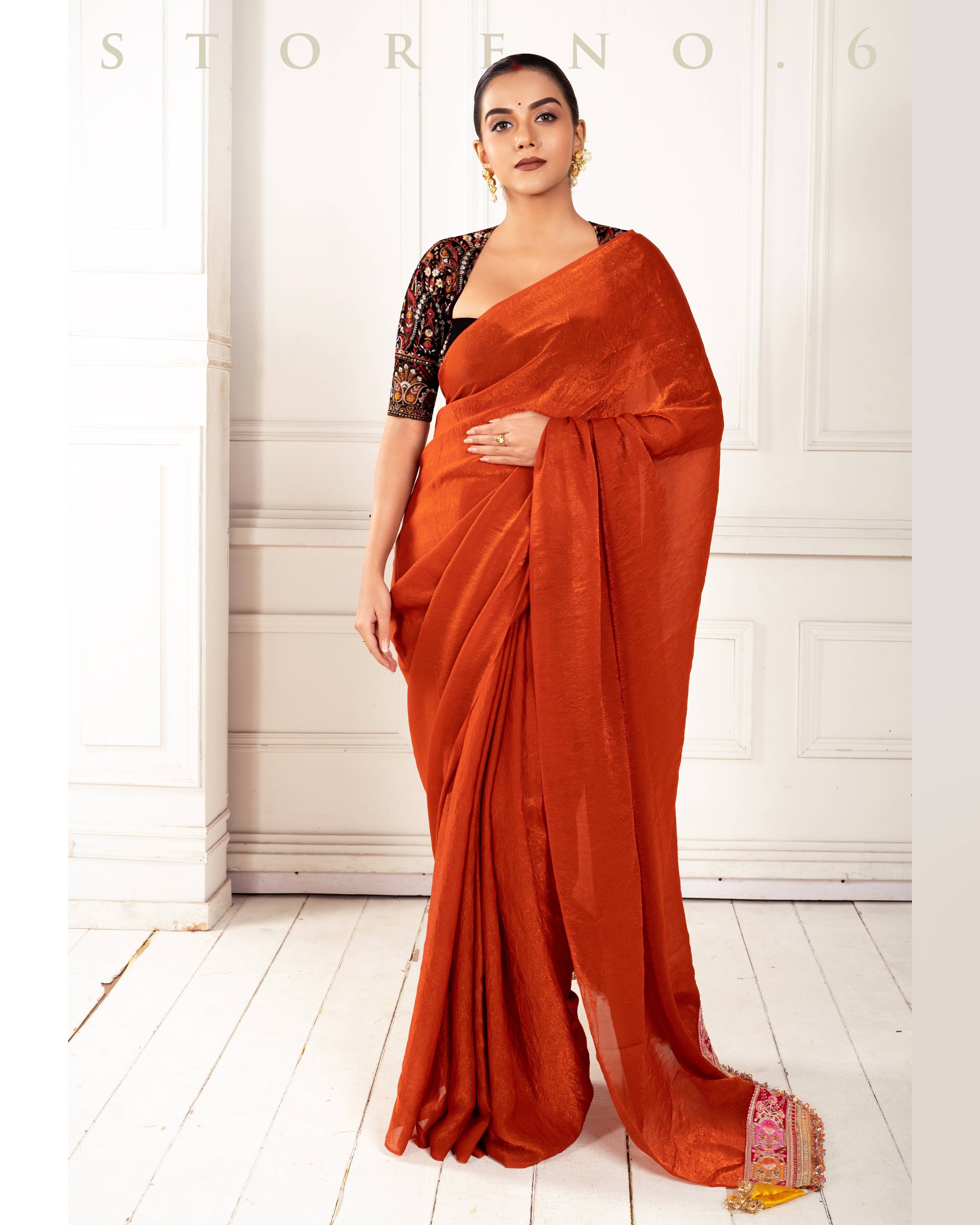SUNSET SURPRISE SAREE WITH KOLKI LUXURY BLOUSE
