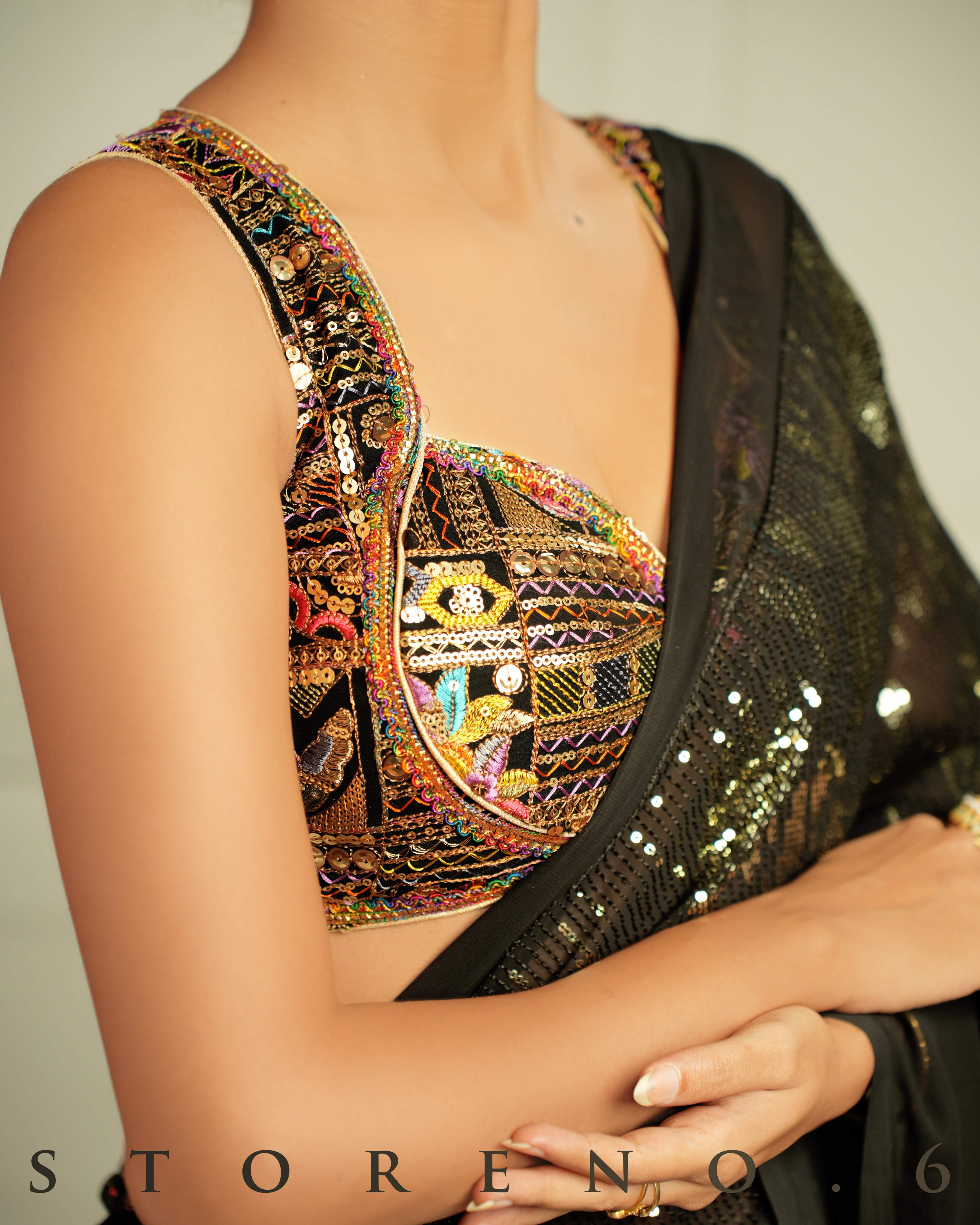 BLACK WIDOW COCKTAIL SAREE WITH SASS OF BLACK BLOUSE