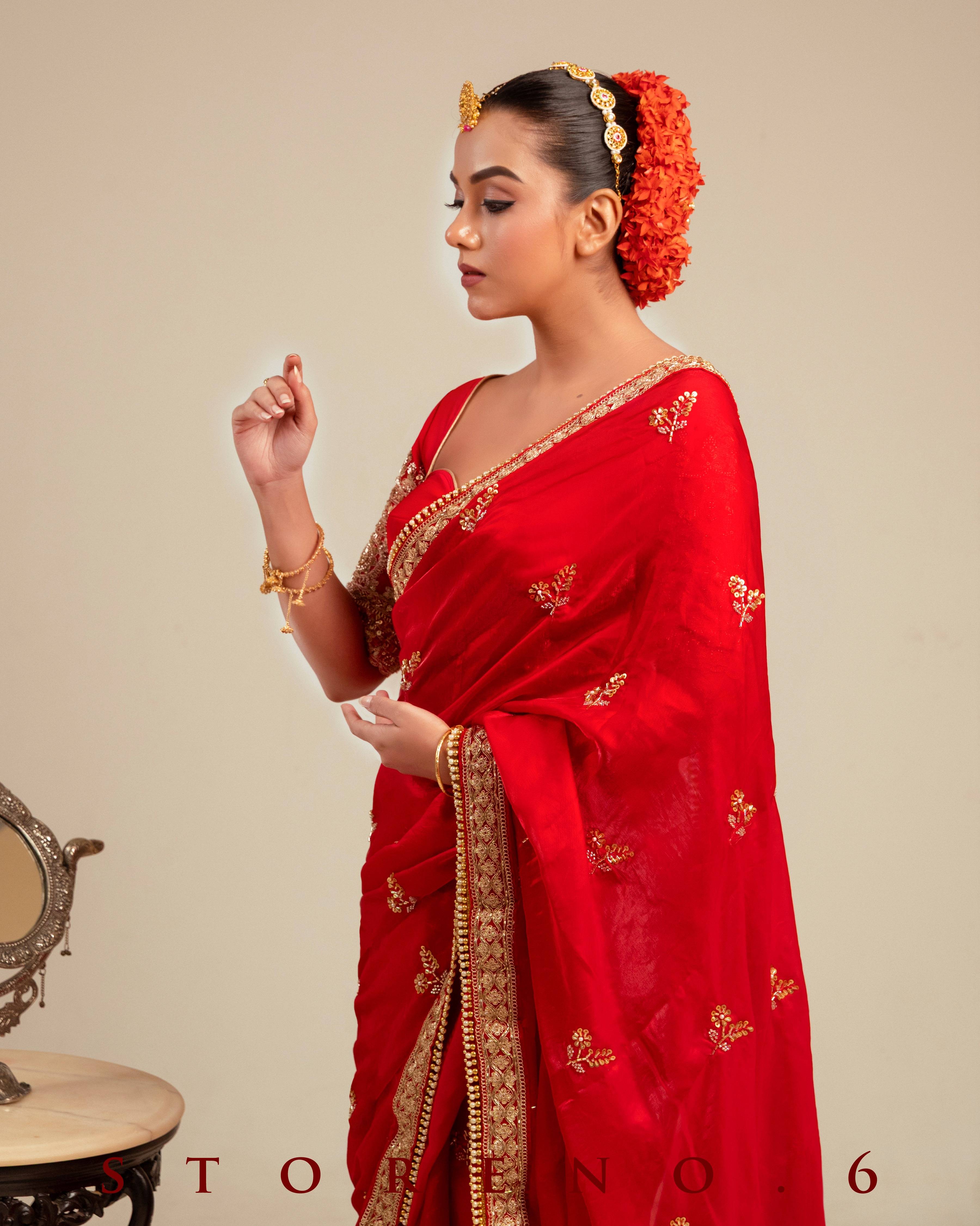 CRIMSON CAROUSAL SAREE WITH MAGNETIC MUSE BLOUSE