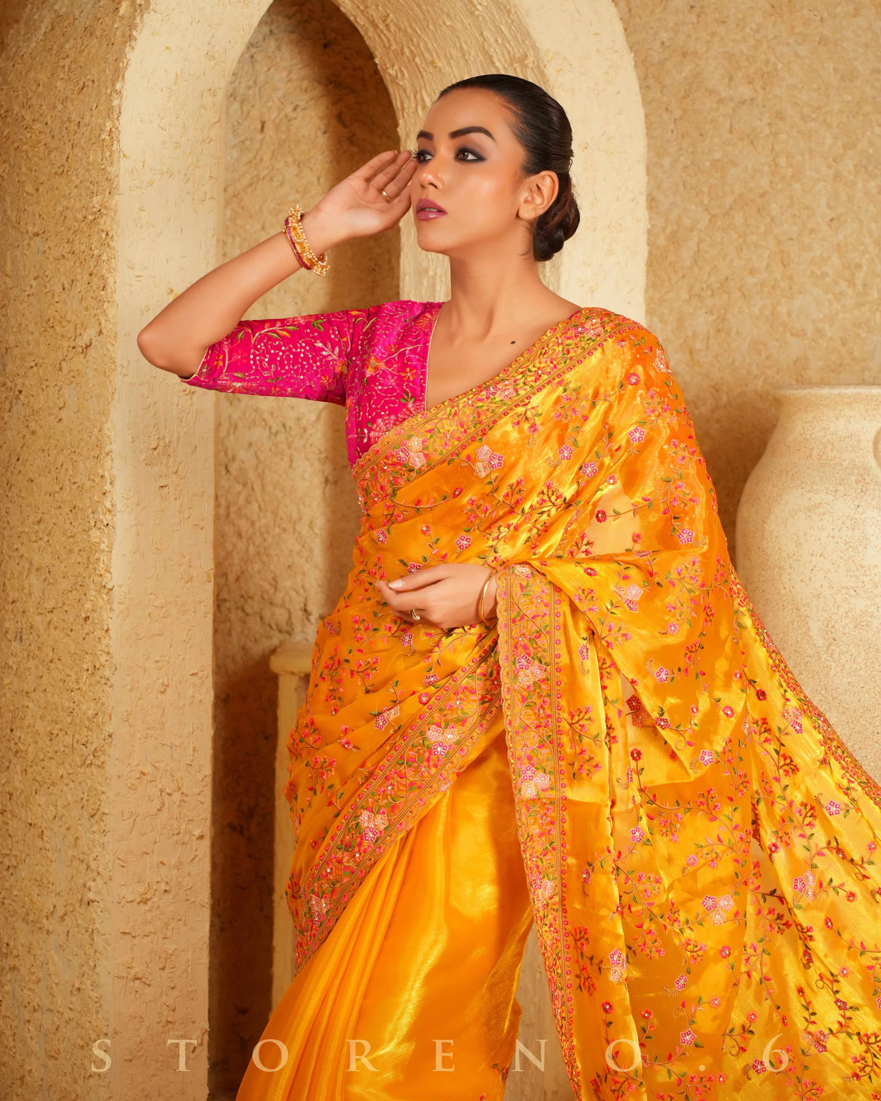 SPRING SURPRISE SAREE WITH BARBIE BLUSH LUXE BLOUSE