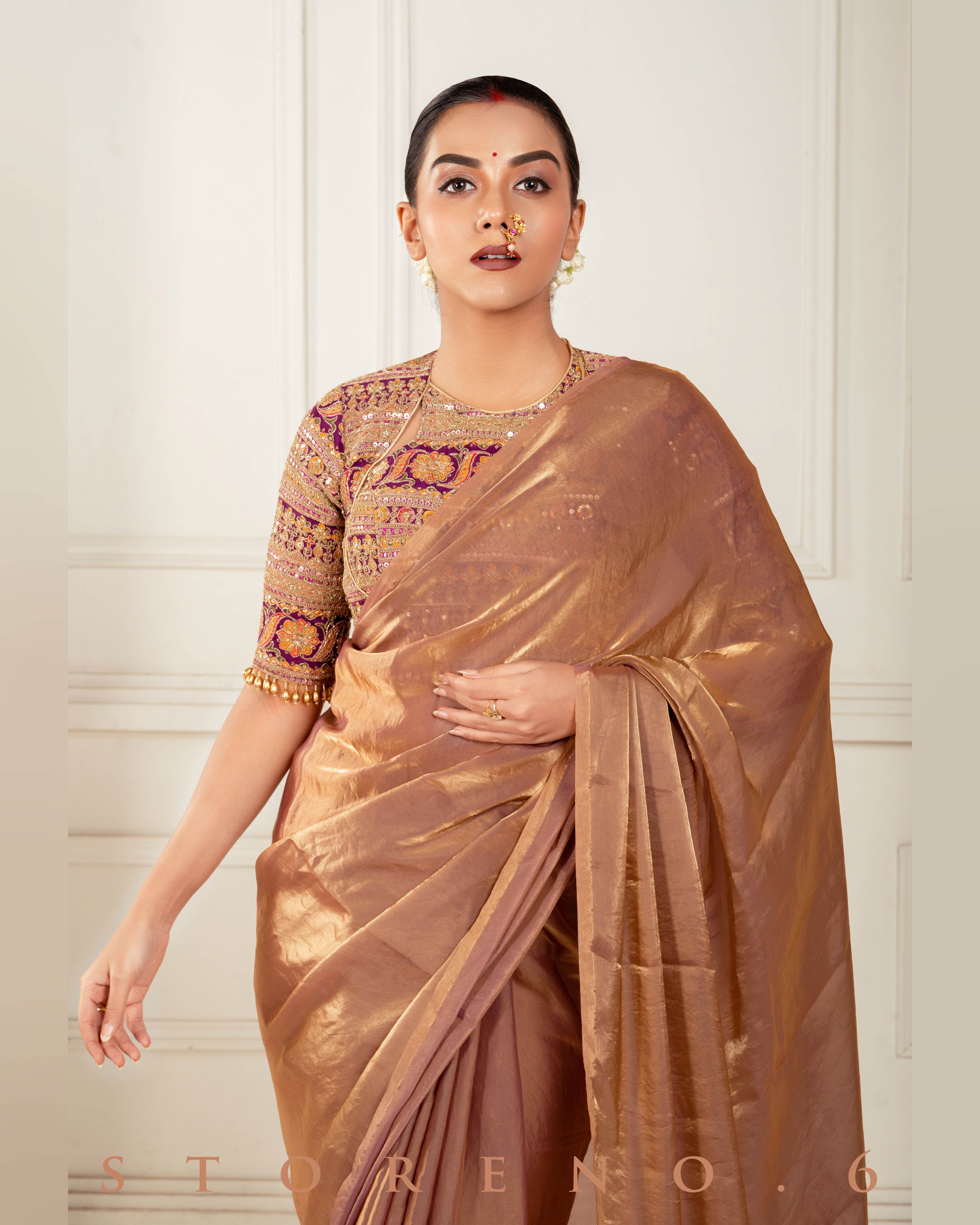 TWILIGHT TITAN SAREE WITH PLUM PARADISE CLASSIC BLOUSE