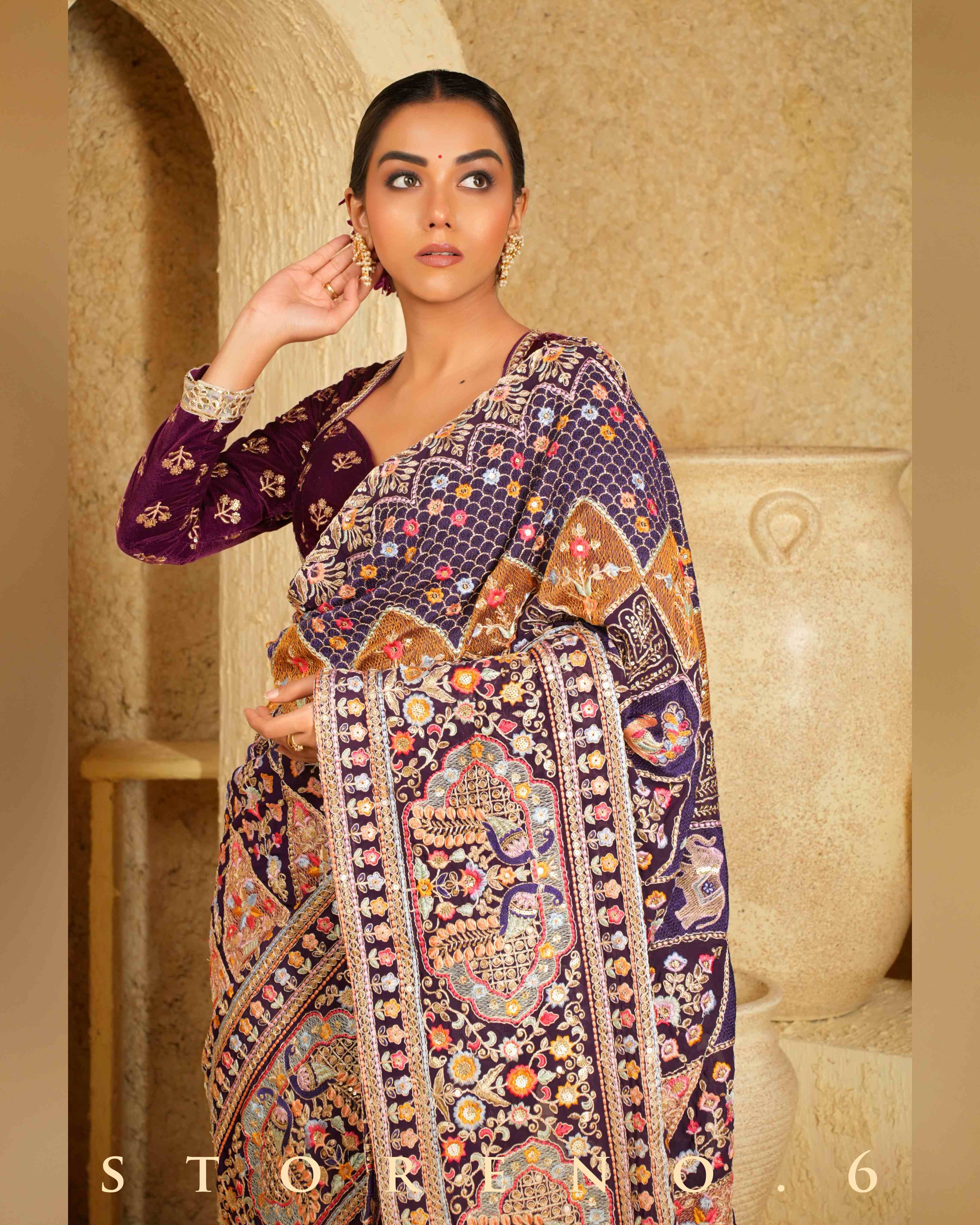 ORCHID OPERA SAREE WITH WINE WHIMSY BLOUSE