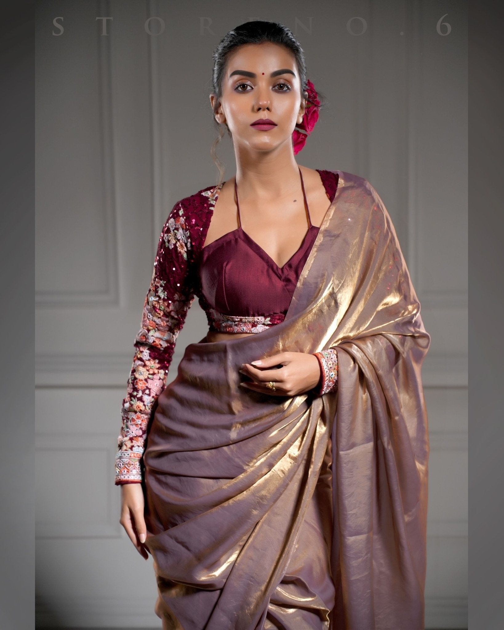 RAAKT AFSOON FULL SLEEVE MELANGE BLOUSE
