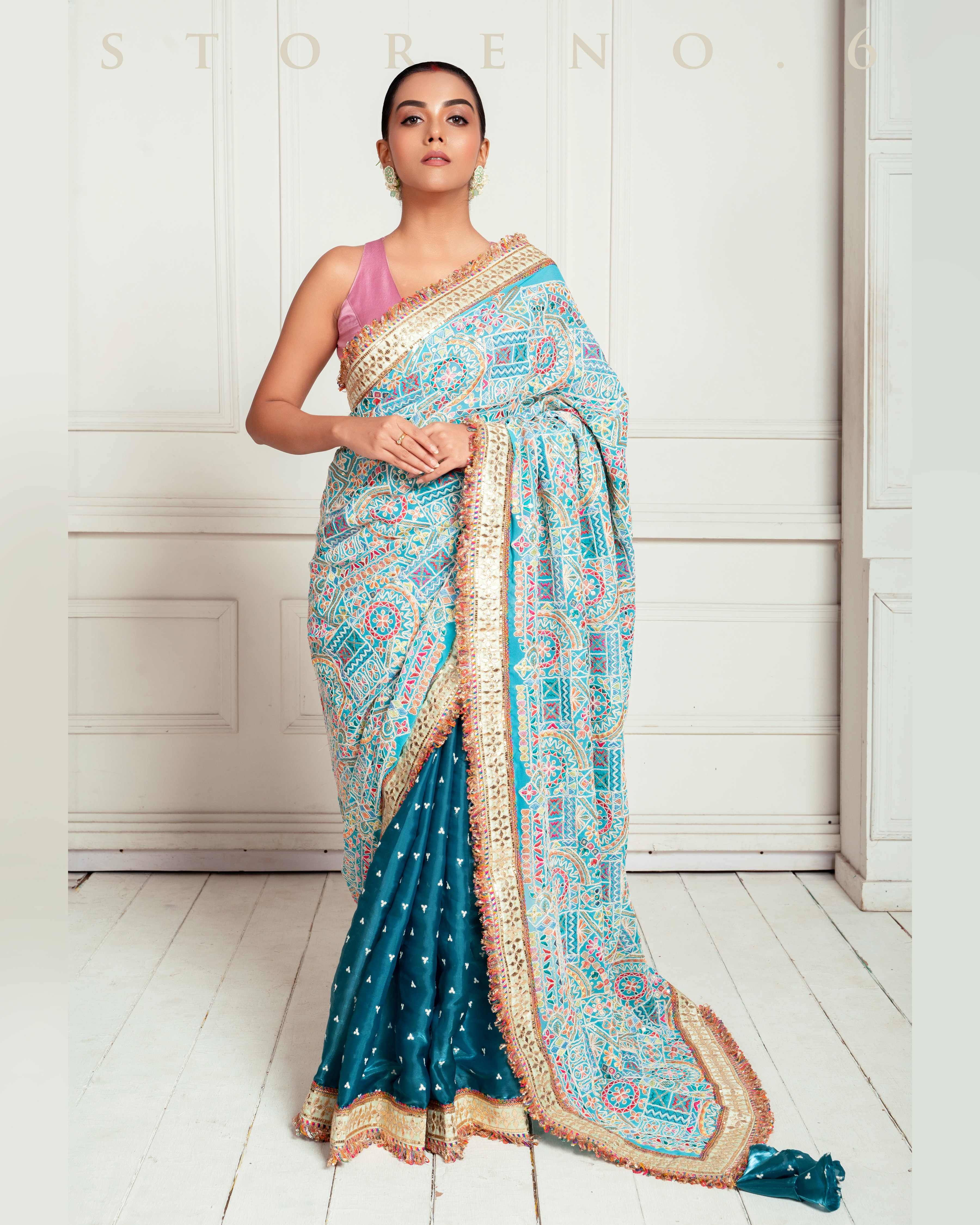 MORNING MIST SAREE WITH MAUVE MELLOW BLOUSE