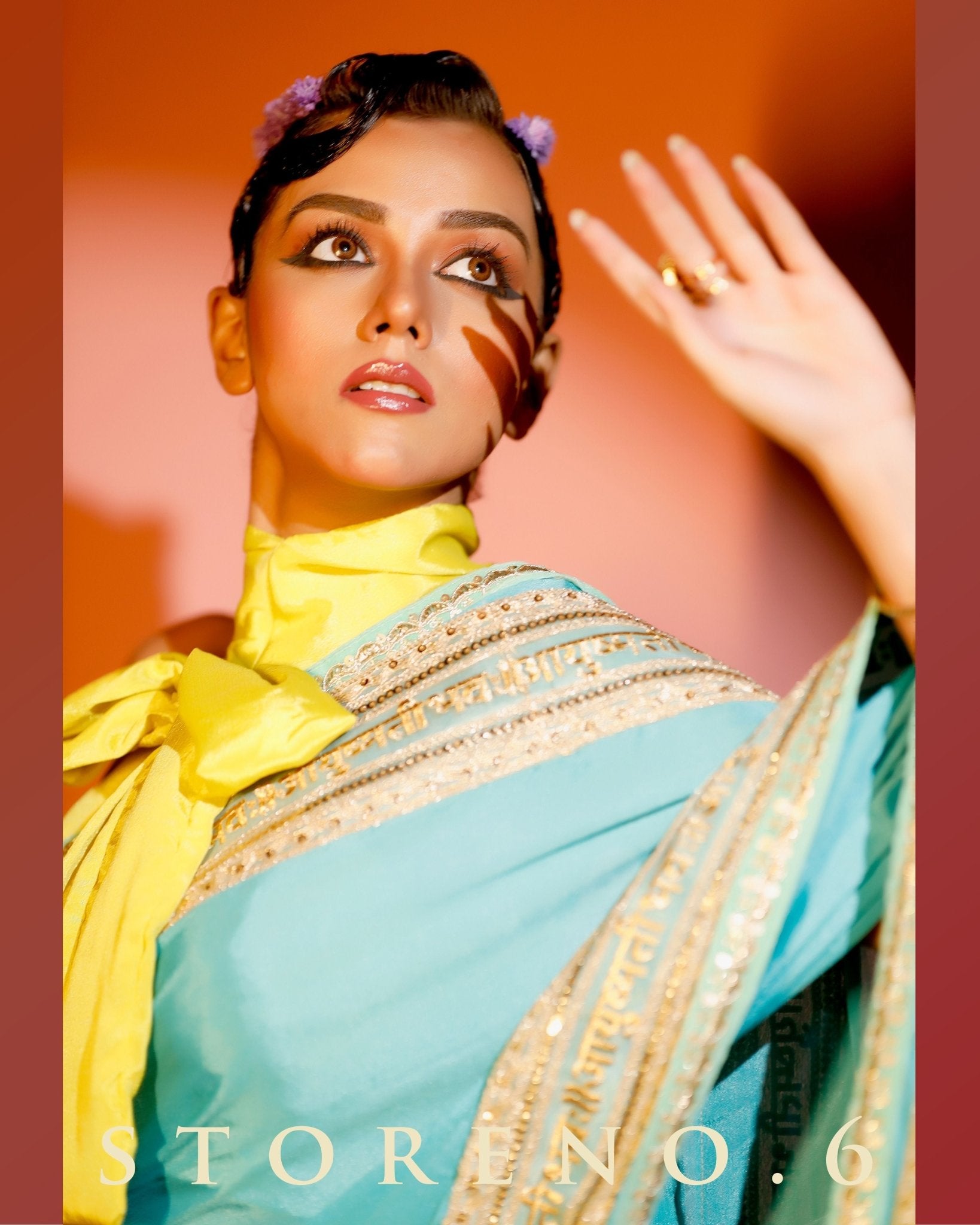 TIMELESS TURQUOISE READY-TO-WEAR SAREE AND BLOUSE SET