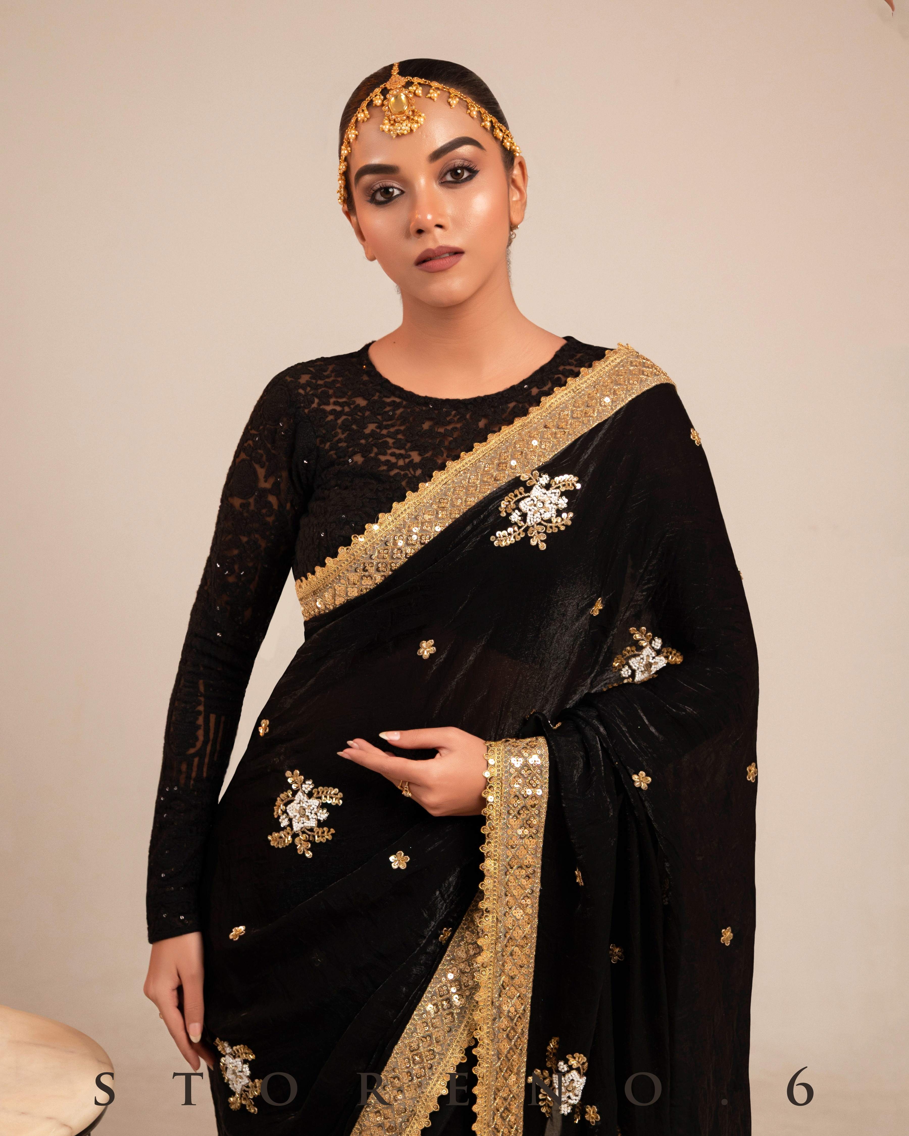 MIDNIGHT MIRACLE SAREE WITH DARK DESIREE BLOUSE