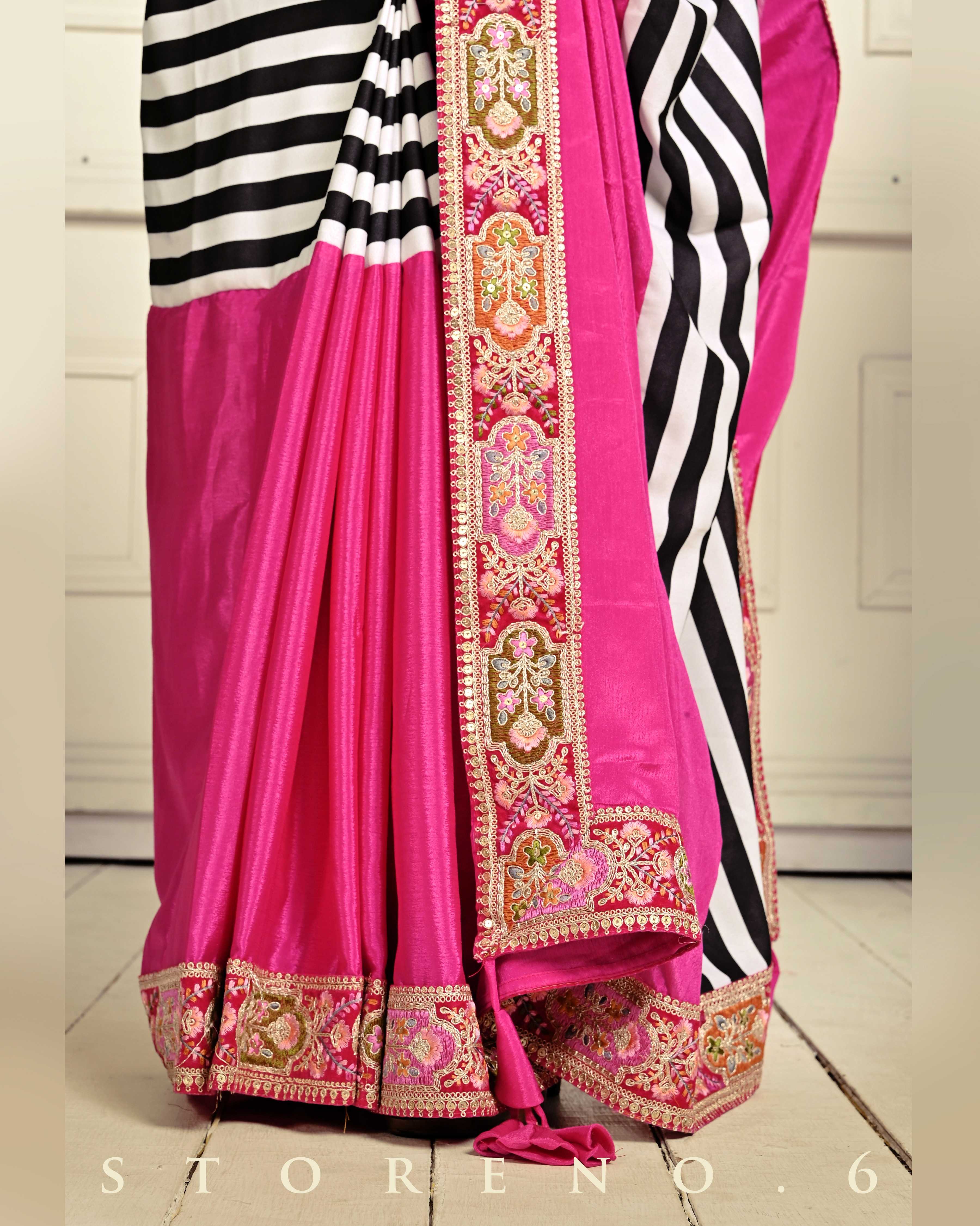 VINTAGE VISION SAREE WITH FUCHSIA FUSION FOXY BLOUSE