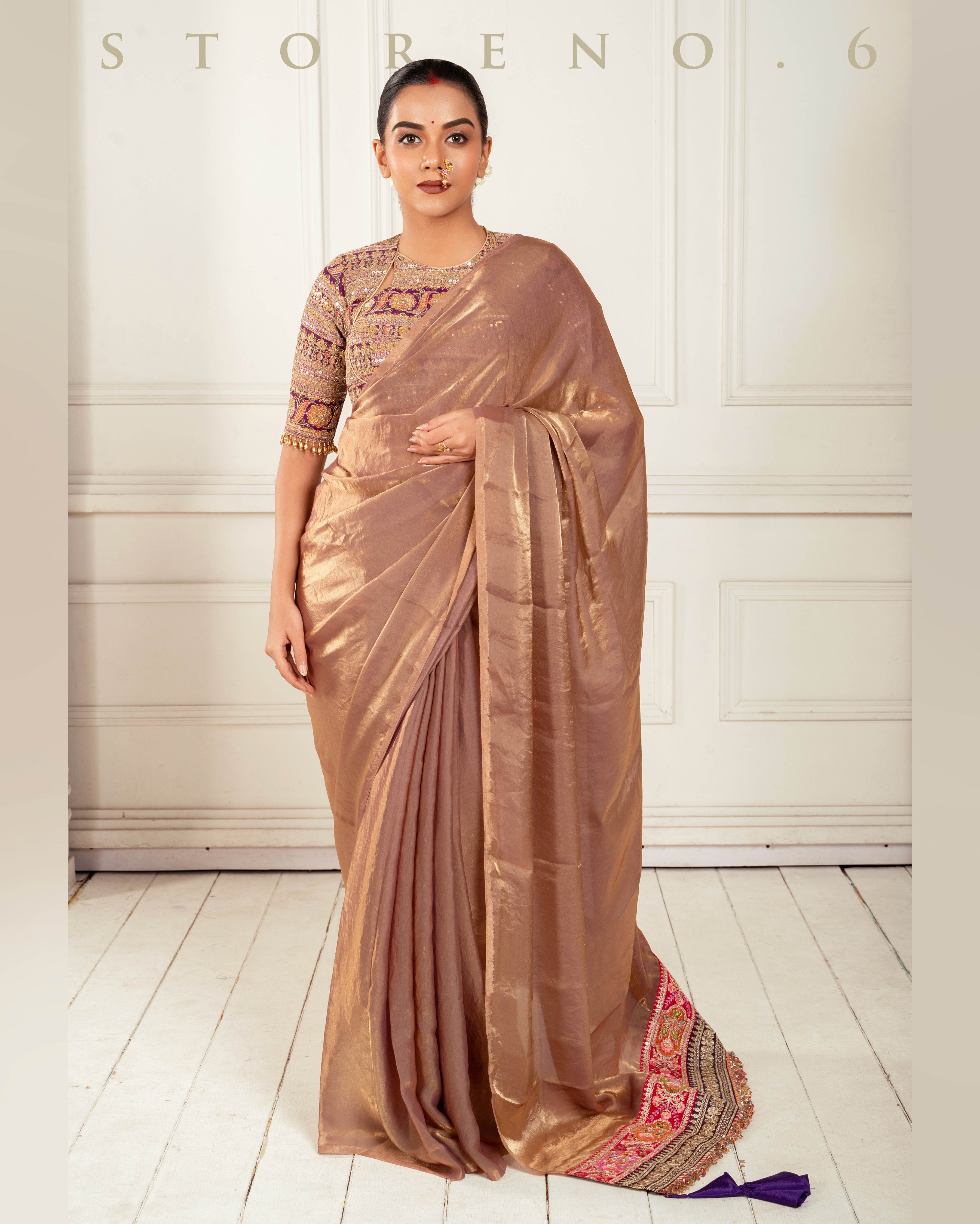 TWILIGHT TITAN SAREE WITH PLUM PARADISE CLASSIC BLOUSE