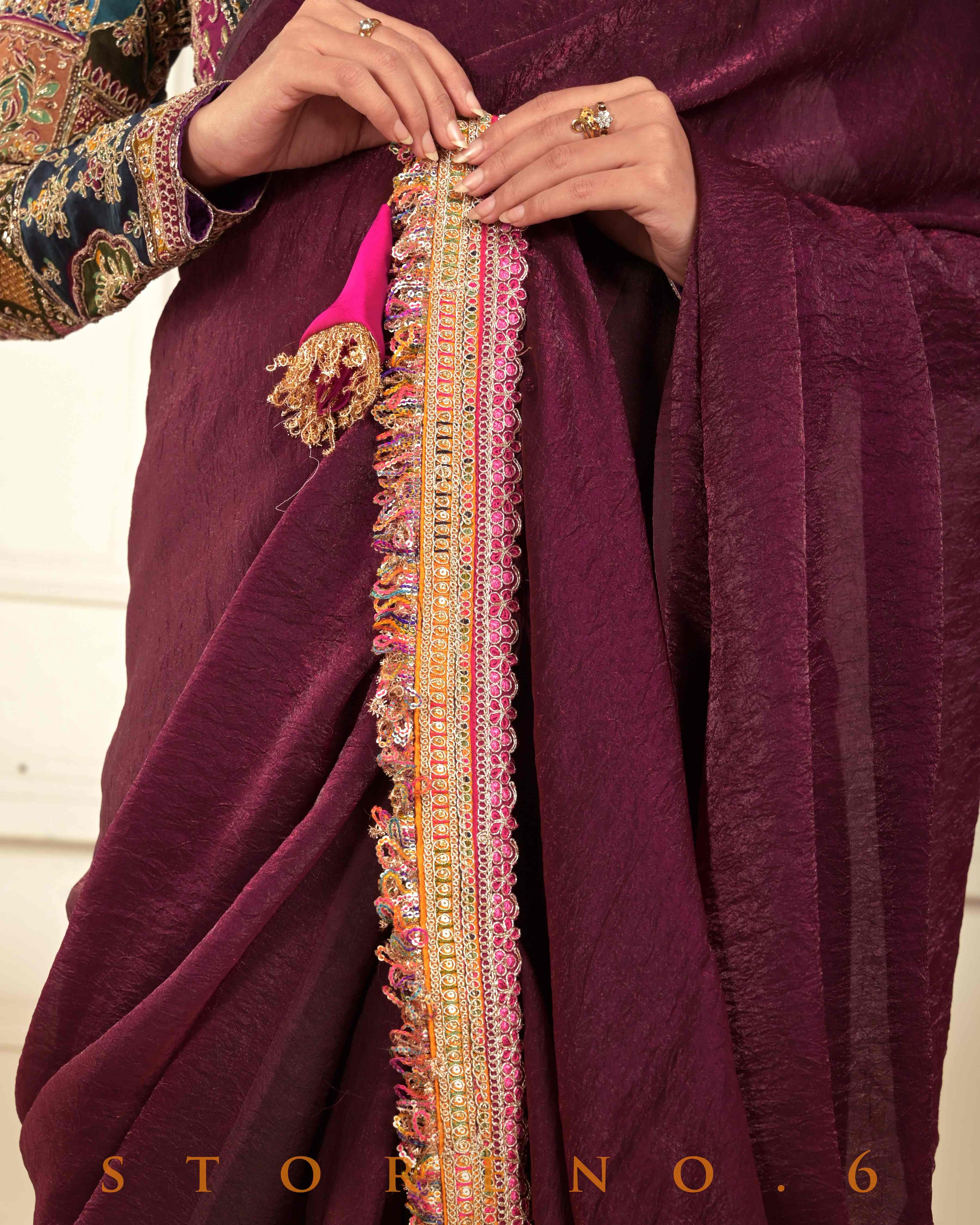 MIDNIGHT MAHOGANY SAREE WITH COUTURE CHARM BLOUSE