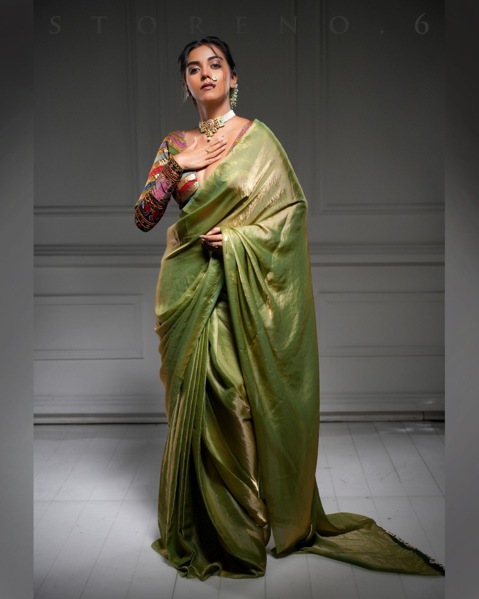 MEADOW WHISPER SAREE WITH BEBAAK SIAH BLOUSE